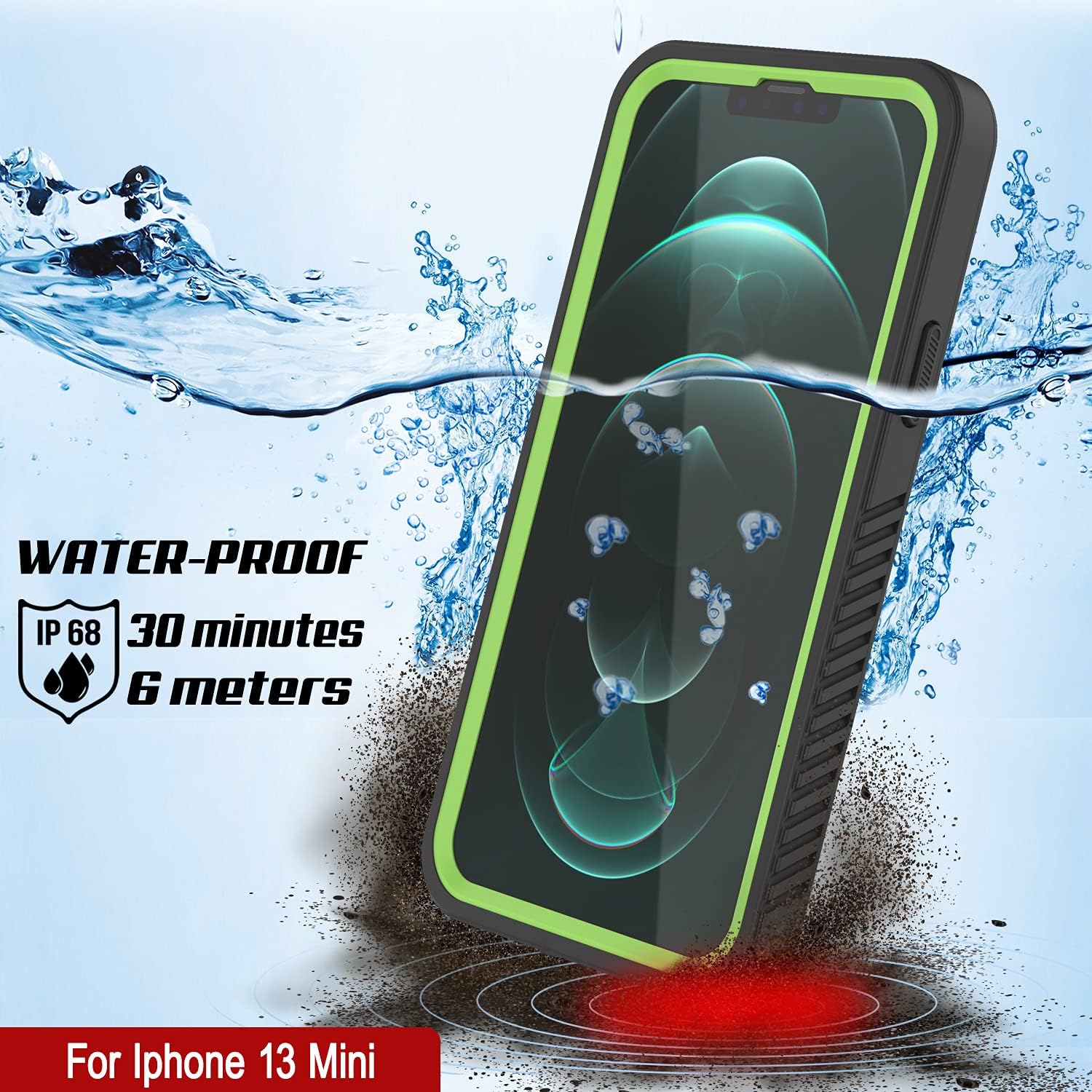 Punkcase Funda impermeable para iPhone 13 Mini Extreme Series Slim Fit Certificado IP68 a prueba de golpes a prueba de nieve con protector de