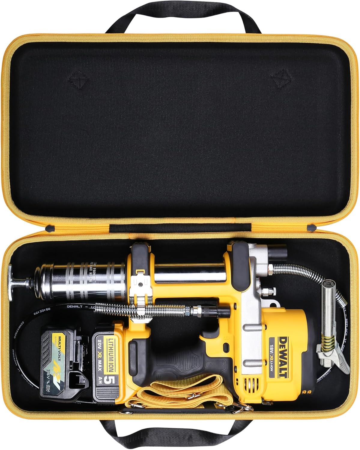 khanka Funda rígida para pistola de grasa Dewalt DCGG571M1DCGG571B + soporte de batería de repuesto para batería Dewalt 20V60V Max XR, capacidad