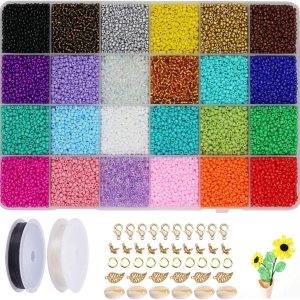 Aofieijew – Cuentas de cristal de 24 colores, 120, 60, redondas, transparentes, cuentas de poni de 0.079 in, cuentas espaciadoras para manualidades, Aofieijew – Cuentas de cristal de 24 colores, 120, 60, redondas, transparentes, cuentas de poni de 0.079 in, cuentas espaciadoras para manualidades,
