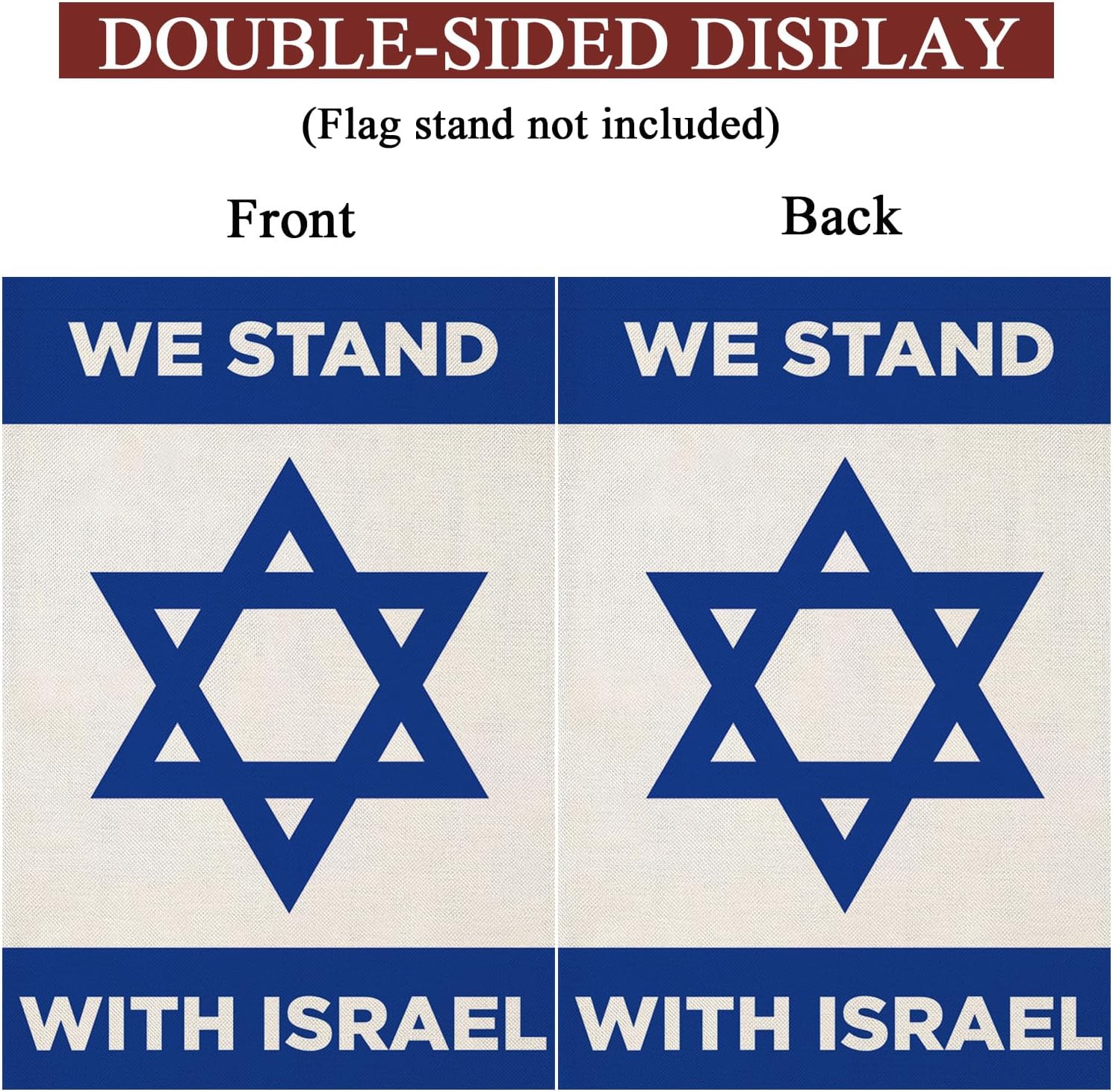 Bandera de jardín con texto en inglés We Stand with Israel, bandera de Israel para patio, 12 x 18 pulgadas, vertical de doble cara, bandera de