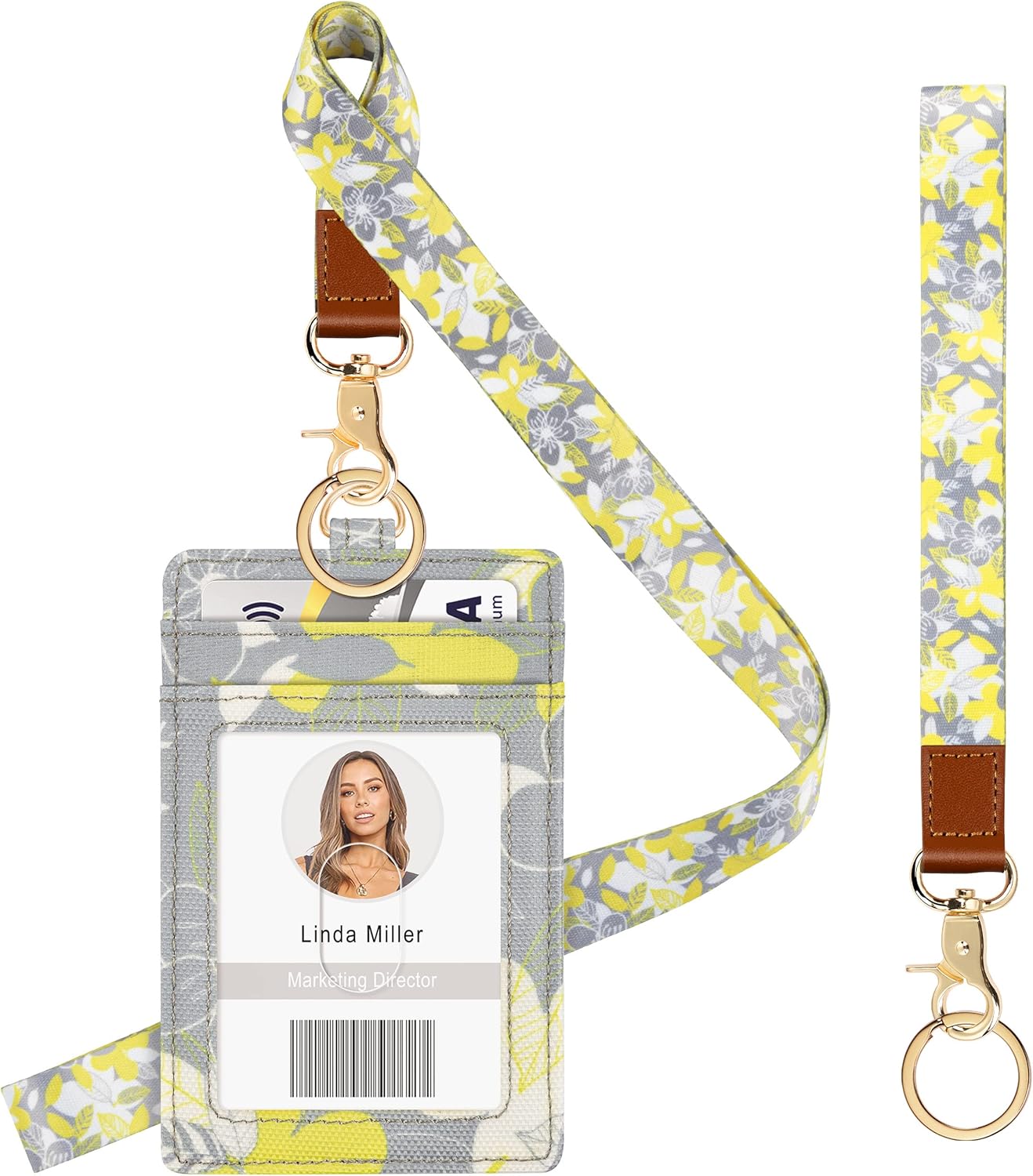 Azrra Soporte para tarjetas de identificación con cordones, soporte para tarjetas de identificación con 1 ventana de identificación transparente, 4