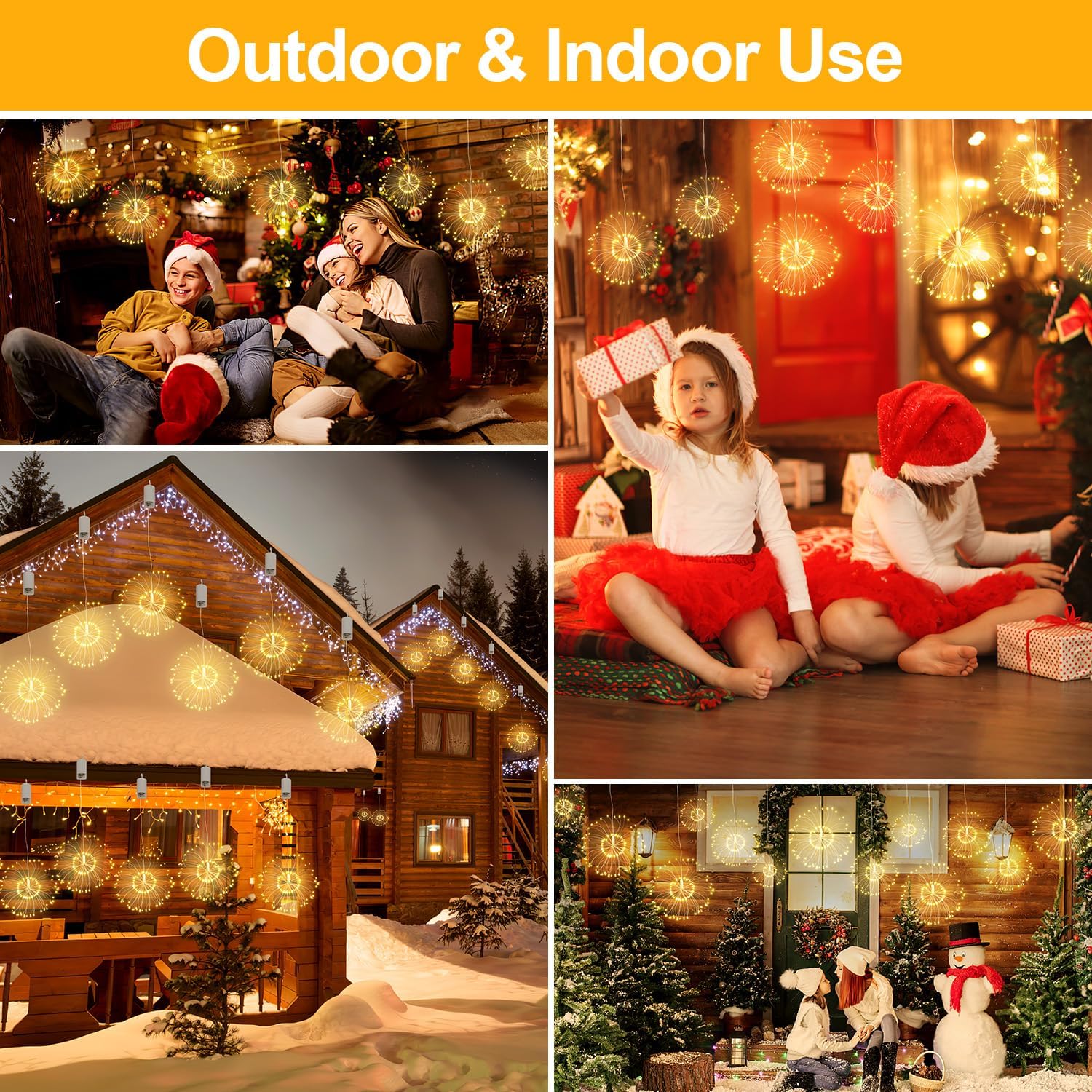 Luces LED de alambre de cobre, apariencia de fuegos artificiales, luces de hada, luces de navidad colgantes, regulables en 8 modos, impermeables,