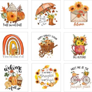 Gcarebb 9 calcomanías para planchar con temática de otoño, parches de vinilo HTV para transferencia de calor, calcomanías para planchar para ropa, Gcarebb 9 calcomanías para planchar con temática de otoño, parches de vinilo HTV para transferencia de calor, calcomanías para planchar para ropa,