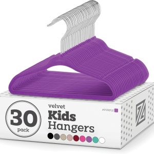 Zober Perchas infantiles de terciopelo para armario, paquete de 30 perchas antideslizantes para camisas, pantalones y vestidos con gancho giratorio, Zober Perchas infantiles de terciopelo para armario, paquete de 30 perchas antideslizantes para camisas, pantalones y vestidos con gancho giratorio,