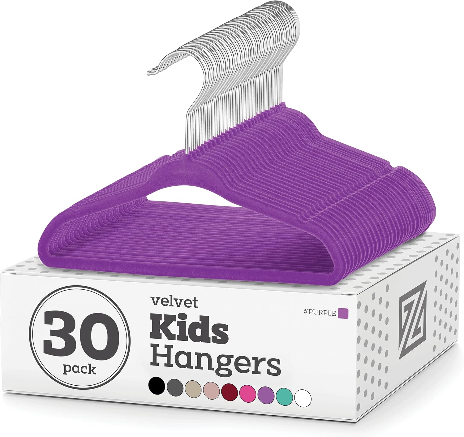 Zober Perchas infantiles de terciopelo para armario, paquete de 30 perchas antideslizantes para camisas, pantalones y vestidos con gancho giratorio,
