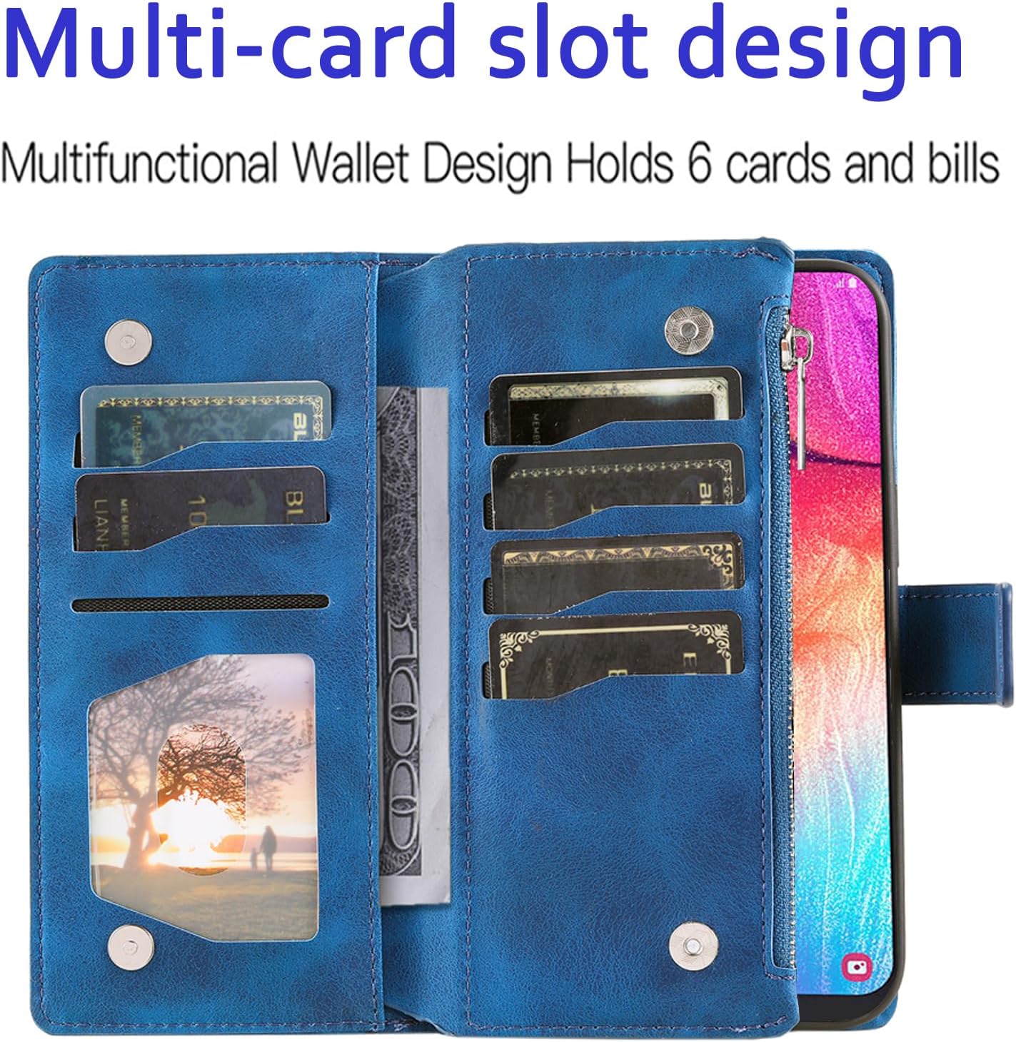 Asuwish Funda de teléfono para Samsung Galaxy A50 A50S A30S Funda tipo cartera con protector de pantalla de vidrio templado y Mandala Flower Flip