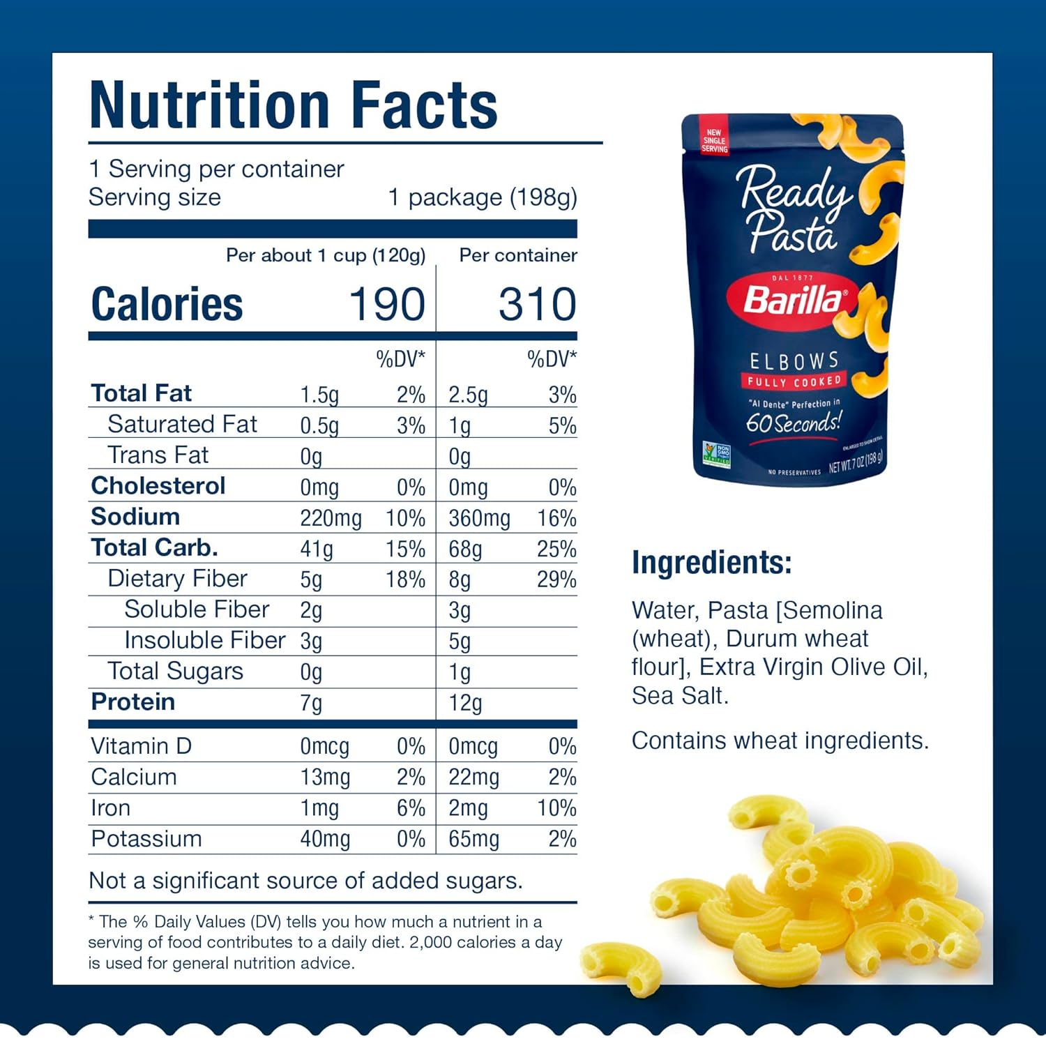 Barilla Ready Pasta, codos, bolsa de 7 onzas (paquete de 7)