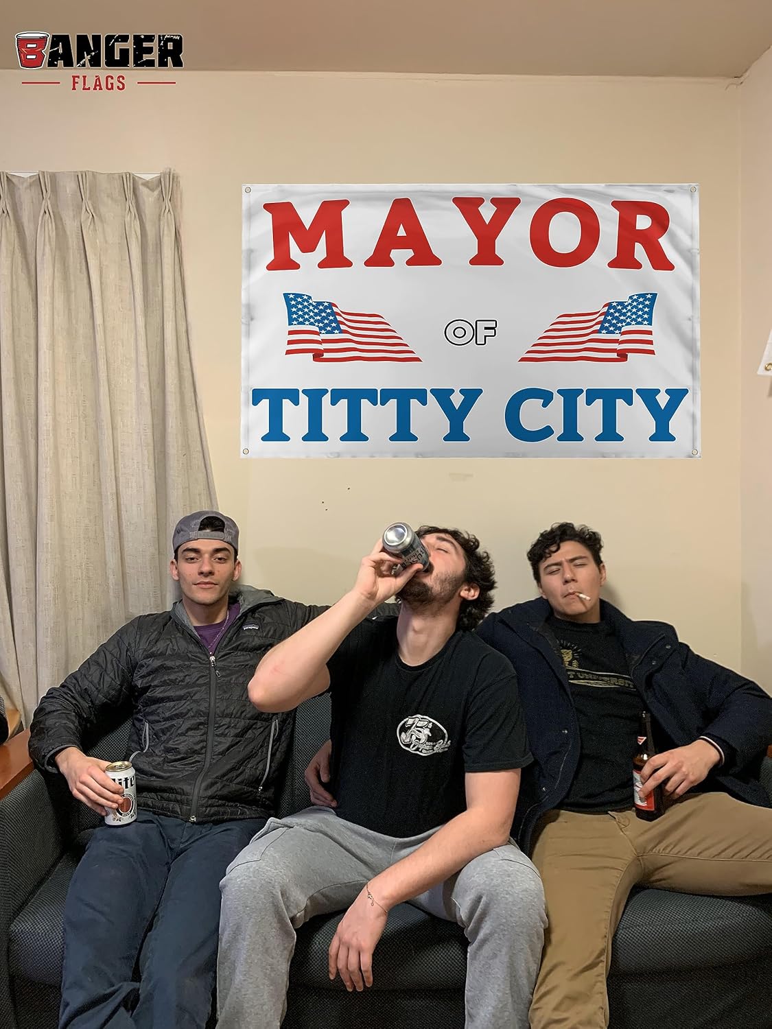 Banger – Mayor of Titty City Funny Meme American Patriotic Político Motivacional Motivacional Oficina Gimnasio Pared Dormitorio Universitario Póster