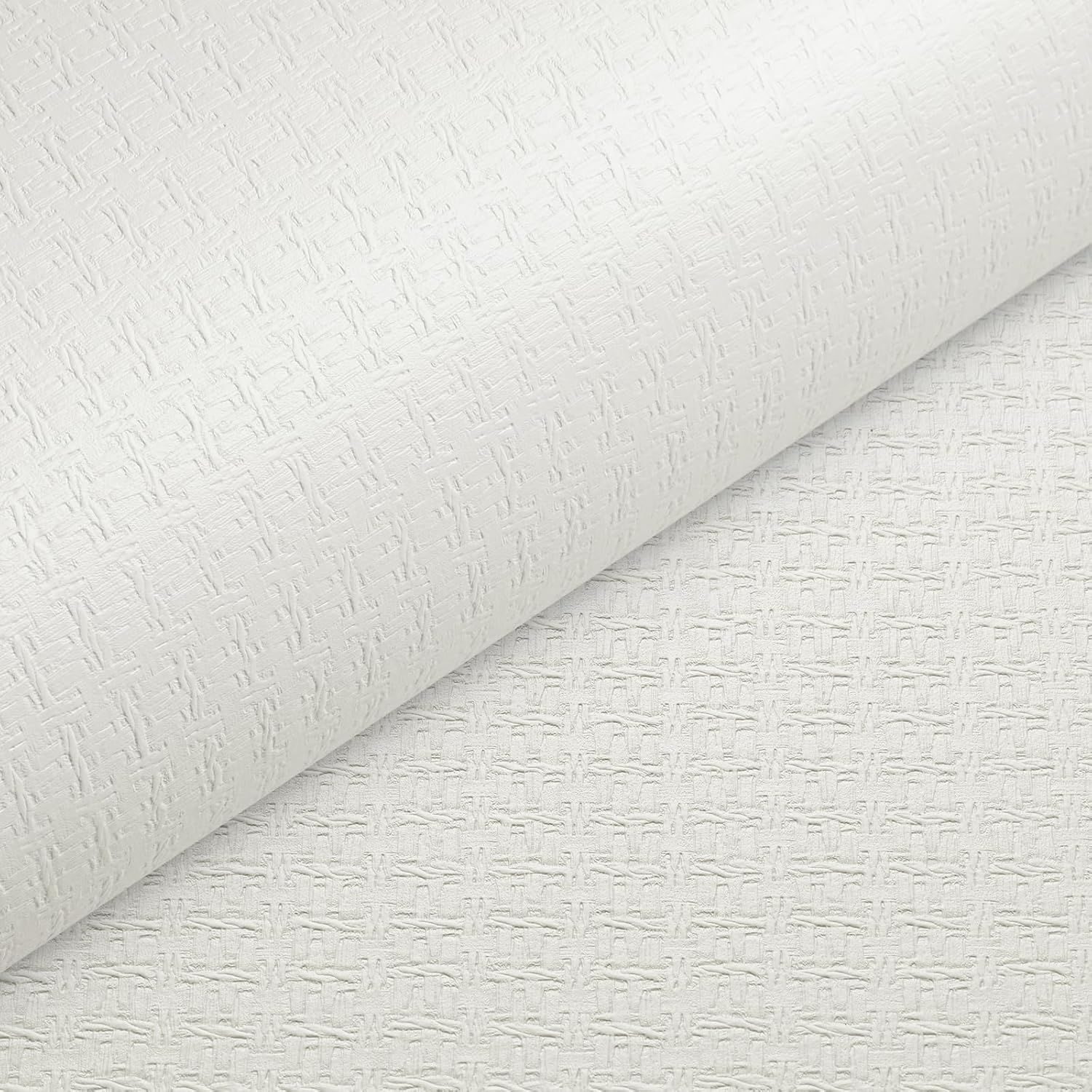 Livelynine Papel tapiz tejido con textura blanca para pegar y pelar, para baño, dormitorio, vinilo prepegado en relieve, papel tapiz autoadhesivo