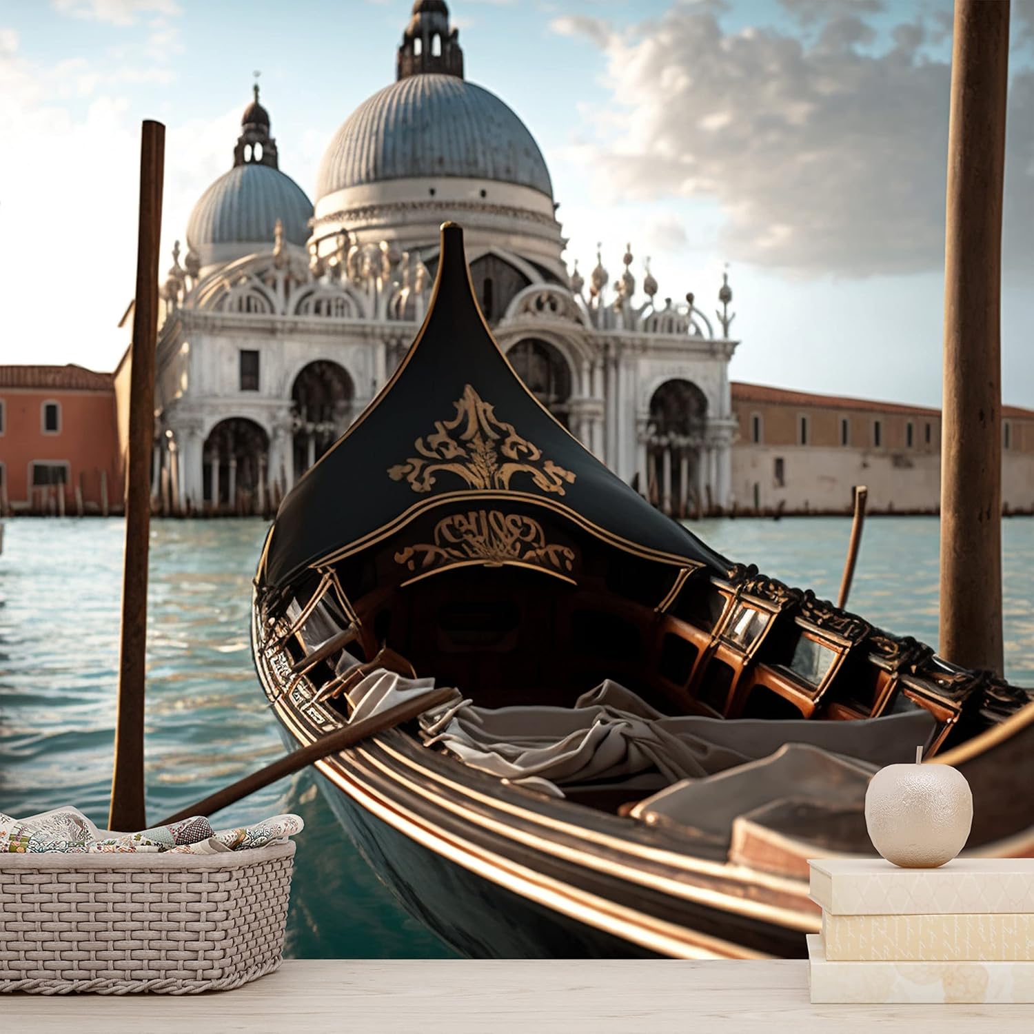 Papel tapiz con vista de góndola del canal de Venecia de Italia, arte mural de pared grande para dormitorio, oficina y sala de estar, papel adhesivo