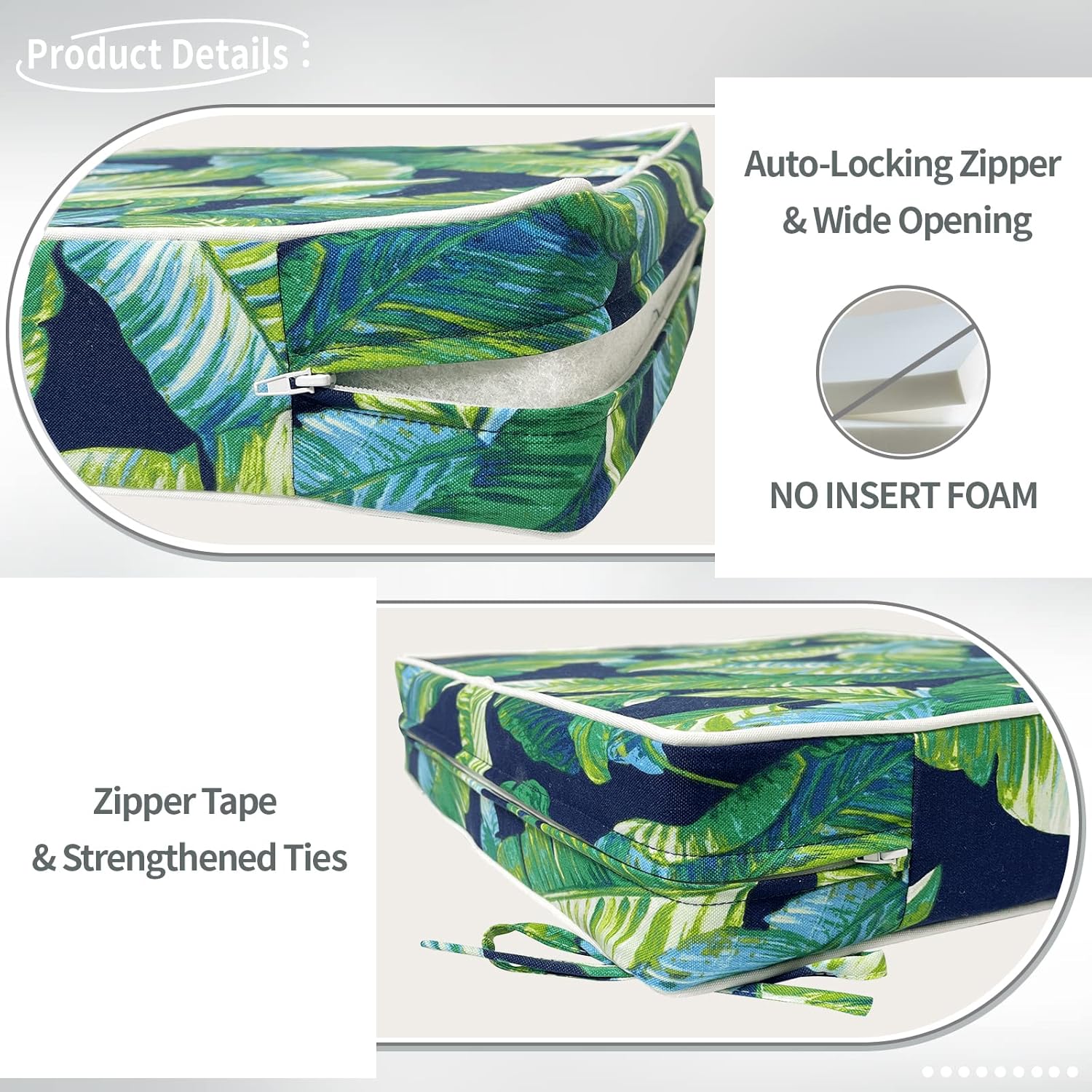 TWLEAR Fundas de cojín de repuesto para muebles de patio, fundas de cojín de patio, resistentes al agua, 24 x 22 x 4 pulgadas, paquete de 4, laguna