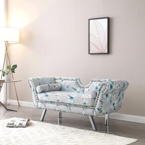 Holaki Sofá biplaza de terciopelo de 61 pulgadas, sofá Chesterfield tapizado con 2 almohadas redondas, sofá biplaza moderno de mediados de siglo con Holaki Sofá biplaza de terciopelo de 61 pulgadas, sofá Chesterfield tapizado con 2 almohadas redondas, sofá biplaza moderno de mediados de siglo con