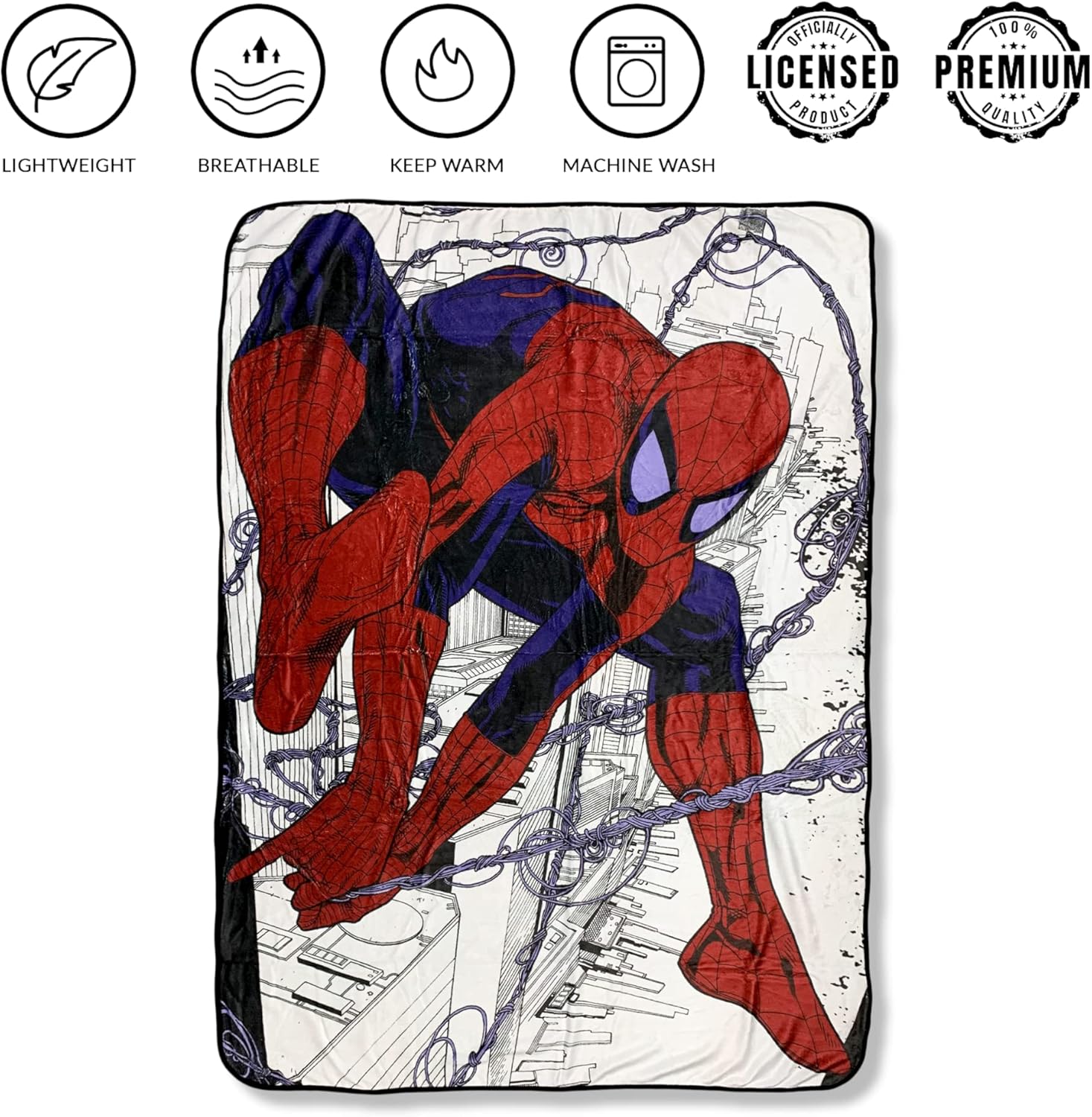 Marvel Spider-Man Webslinger – Manta de forro polar de franela súper suave y ligera de 45 x 60 pulgadas