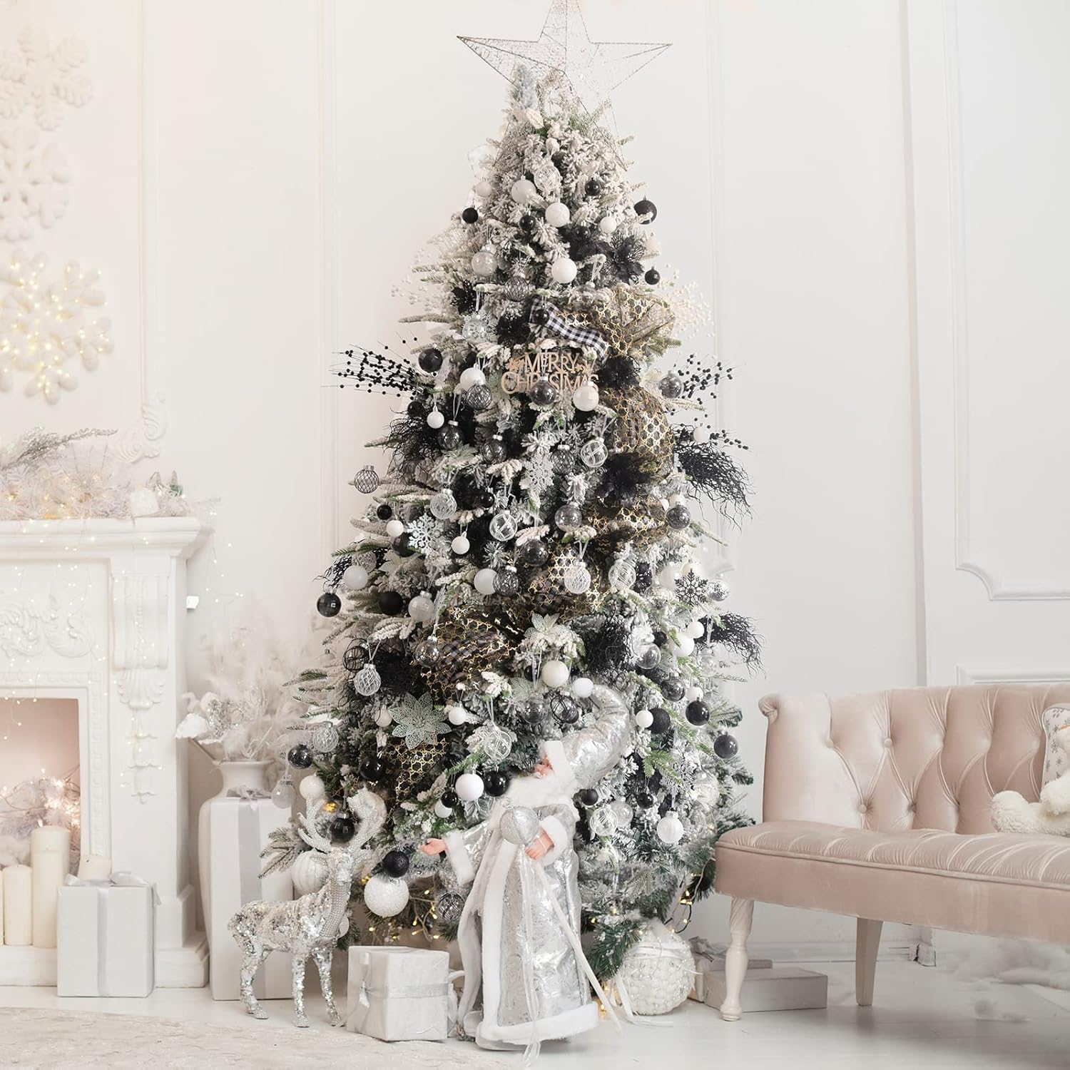 Adornos de bolas de Navidad de 30 unidades, 2.36 pulgadas, bolas de Navidad de plástico transparente inastillables con relleno delicado brillante,