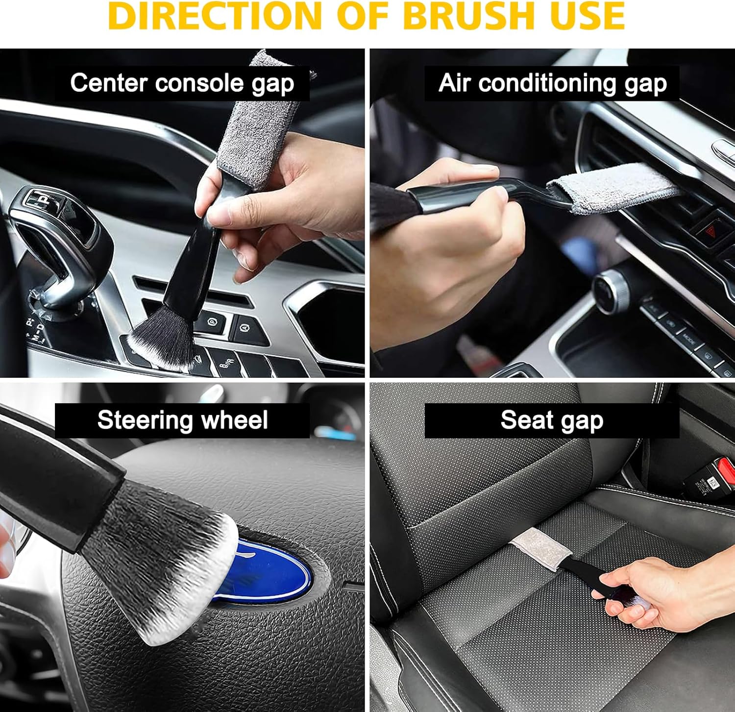 TUTUDOW 3 cepillos de polvo para interior del automóvil, cepillo para detallar el automóvil, cerdas suaves, herramienta para limpiar paneles (1