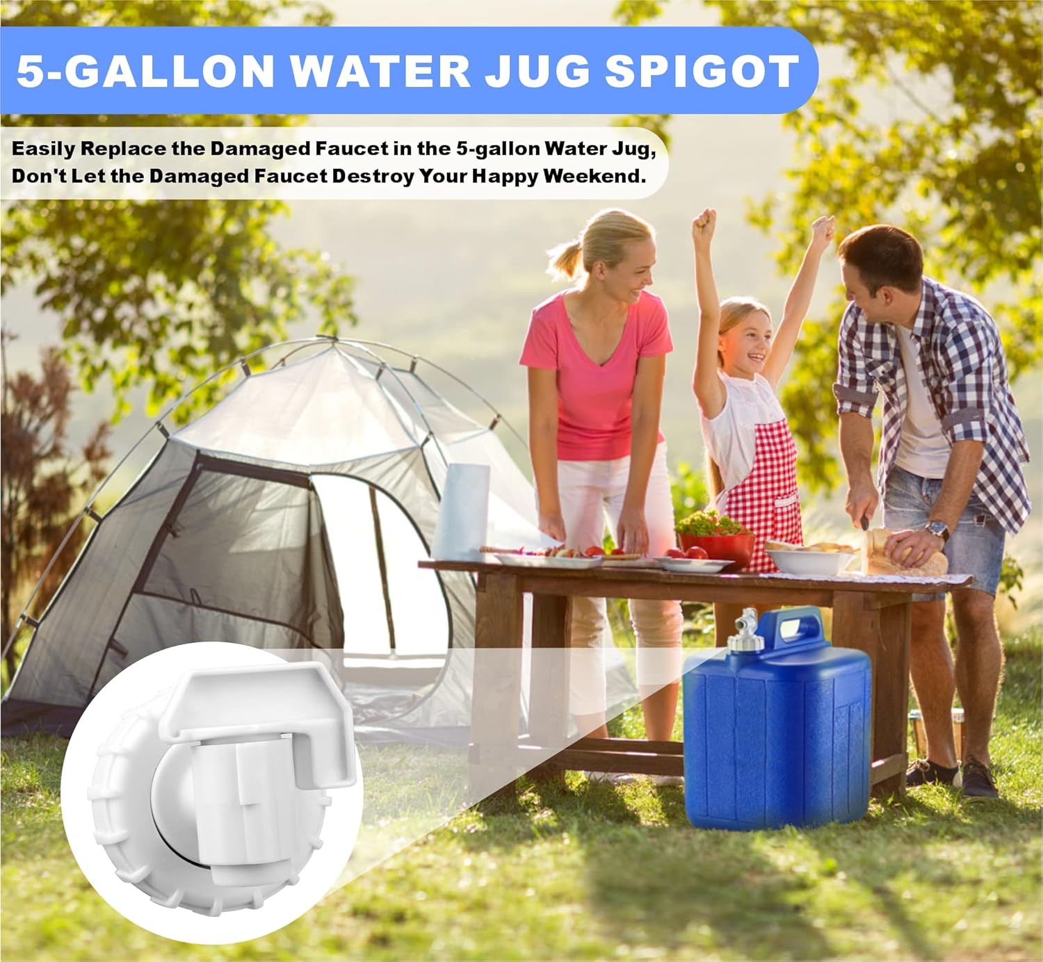 Grifo para jarra de agua de 5 galones, kit de montaje de grifo de repuesto para jarra de agua. Compatible con Coleman de 5 galones modelo 5620 azul