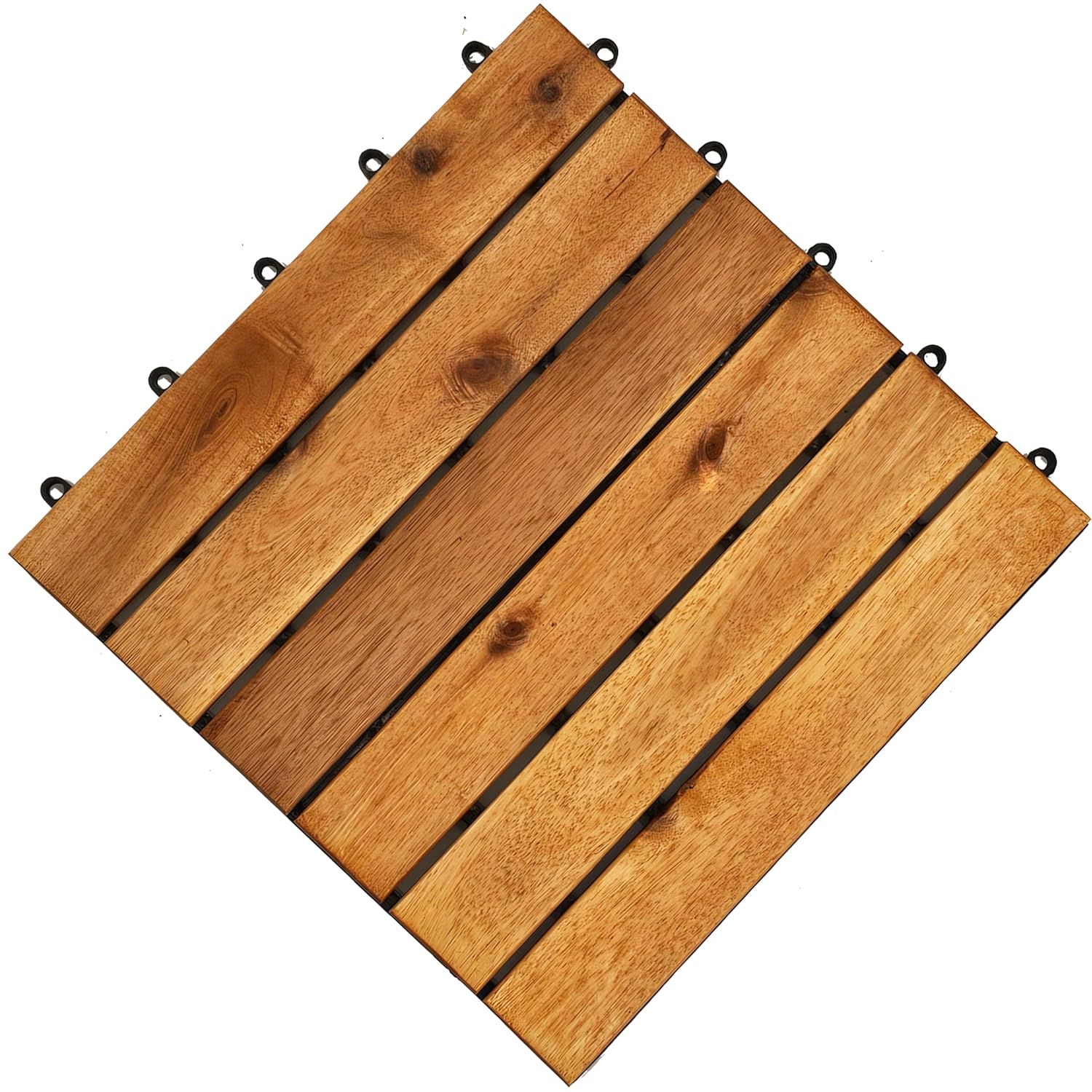 Azulejo de plataforma entrelazado individual de 1 pies cuadrados a presión, un piso de madera de acacia de 12 x 12 pulgadas para interiores y