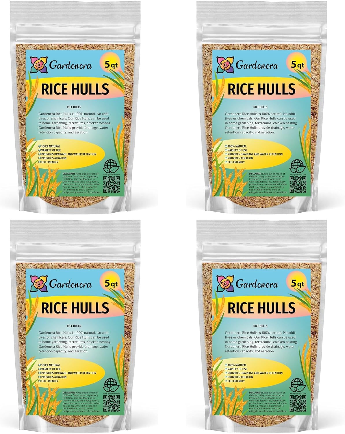 Cascos de arroz prémium de Gardenera – Crea plantas saludables y resistentes a través de una aireación y drenaje mejorados, 20 cuartos de galón