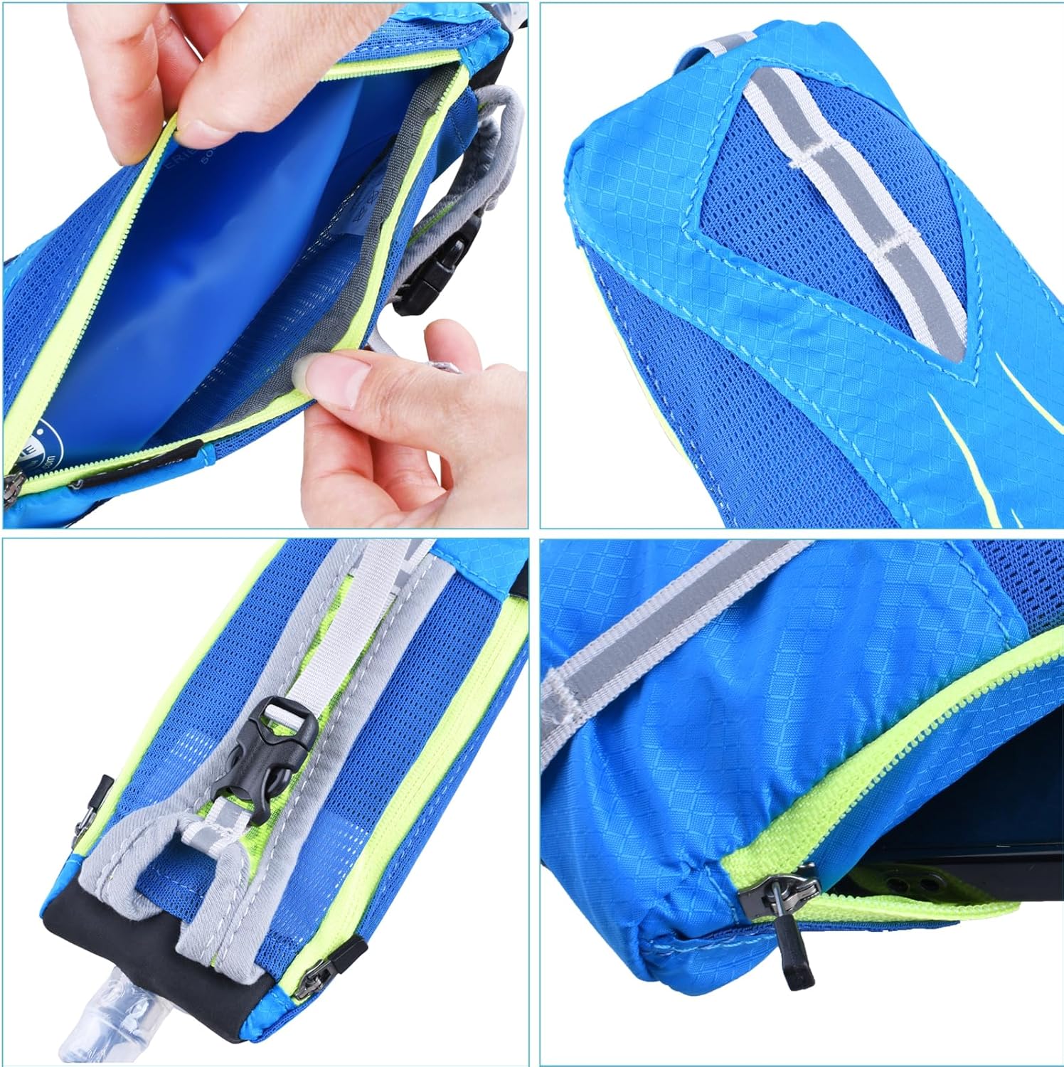 Azarxis Botella de agua de mano y funda para teléfono para corrercaminar, frasco suave de mano de agarre rápido de 17 onzas con correa de mano,