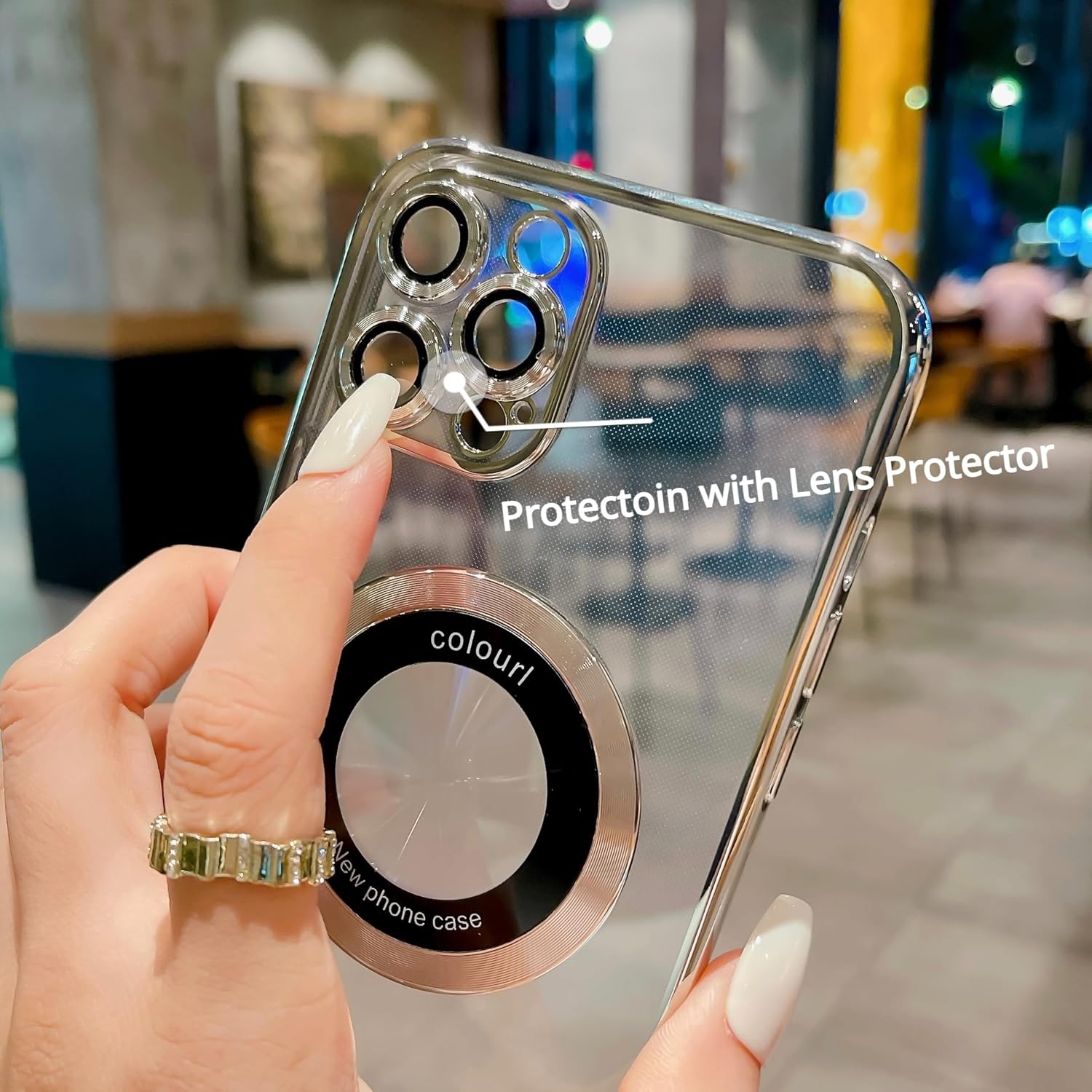 ZXDK Funda magnética con purpurina para iPhone 13 Pro Max, compatible con MagSafe con protector de cámara, funda suave y brillante de lujo, bonita y