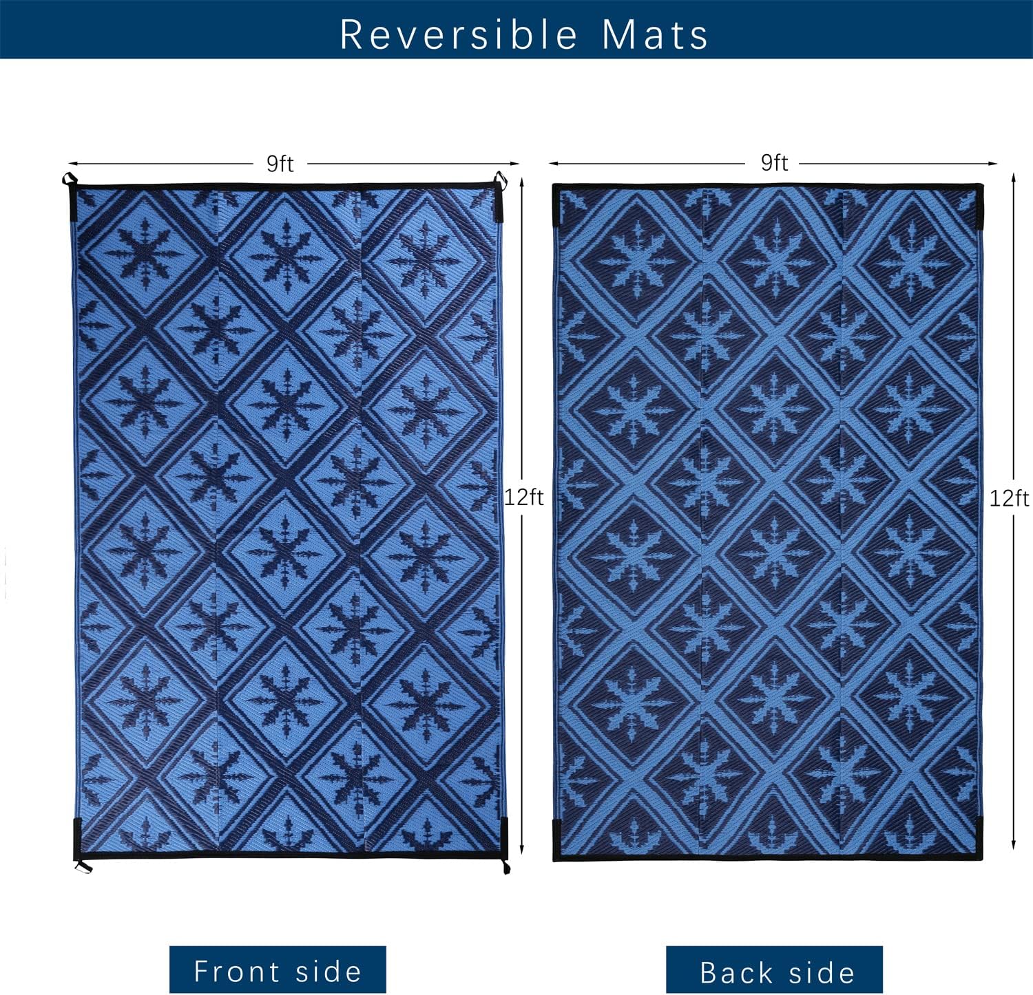 Alfombra impermeable para exteriores, 9 x 12 pies, portátil, ligera, de plástico, para patio, campamento