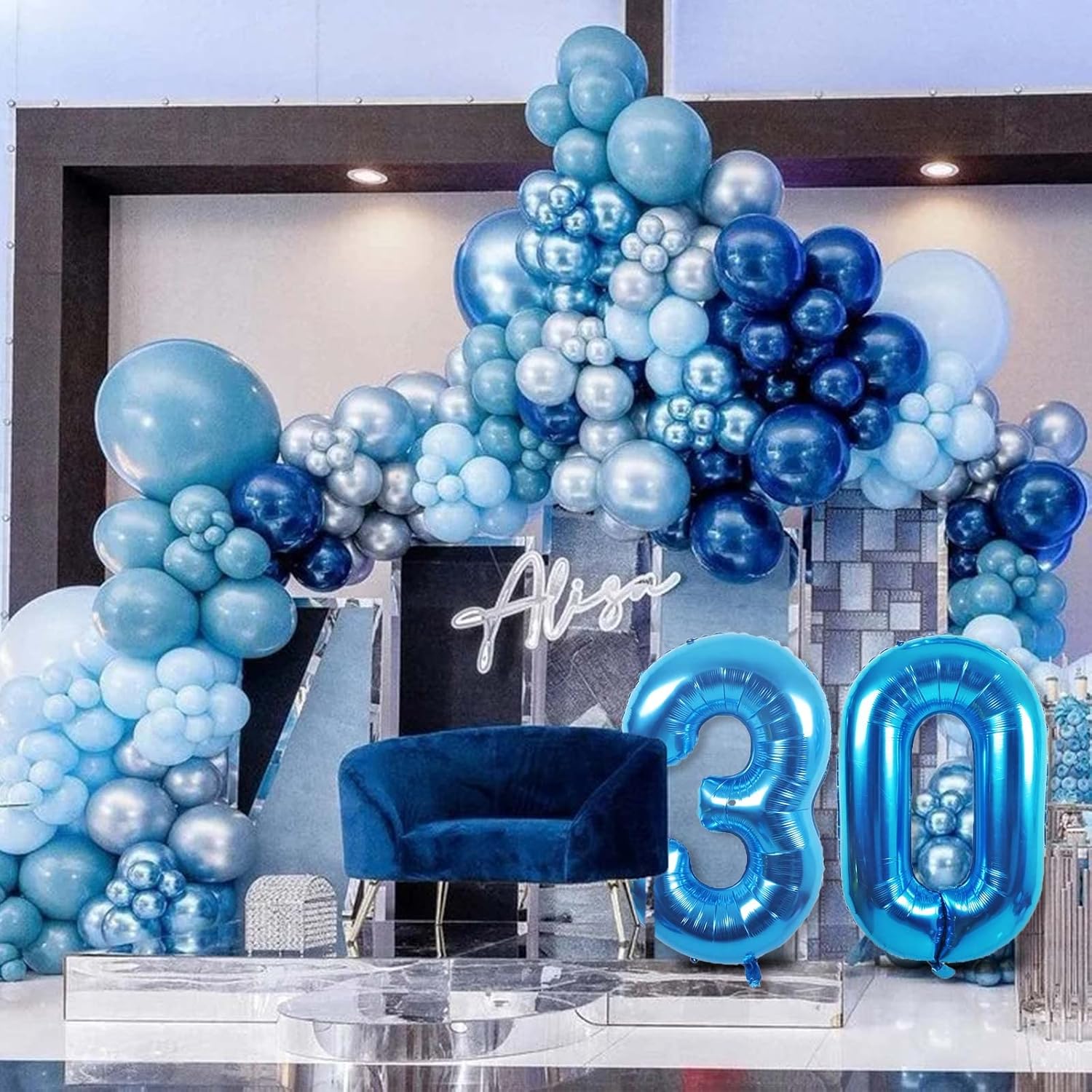 Globos gigantes de papel de aluminio azul con el número 10, globos gigantes de helio número 10 de 40 pulgadas para niños y niñas, decoraciones de