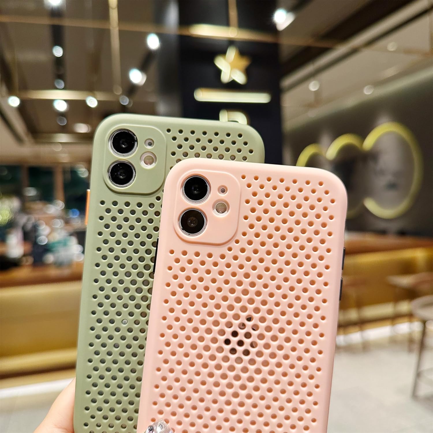 Funda diseñada para iPhone 11, funda transpirable con disipación de calor con agujero celular, protección de lente de cámara trasera completa, funda