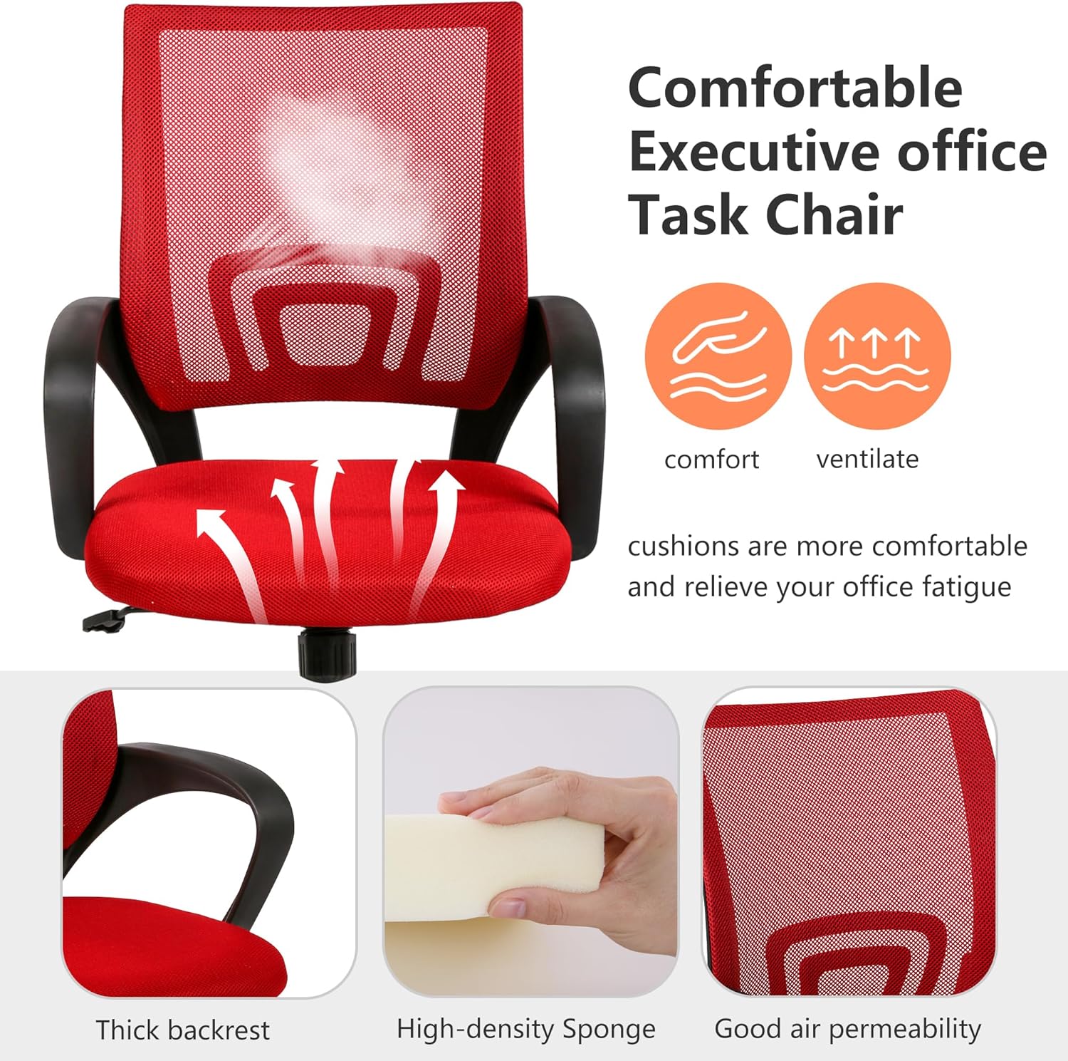 PayLessHere Silla de oficina en casa, silla de escritorio para computadora, silla ergonómica ajustable, soporte lumbar, reposabrazos ejecutiva con