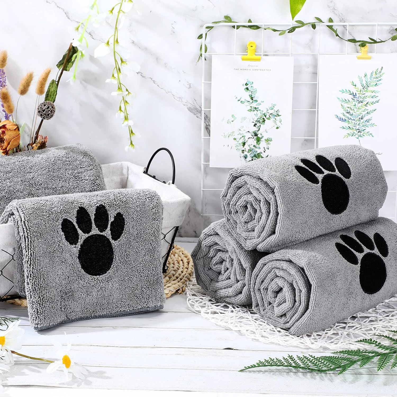 Chumia Paquete de 4 toallas absorbentes de aseo para mascotas, toallas para secar perros, toallas de microfibra suave de secado rápido, toalla de