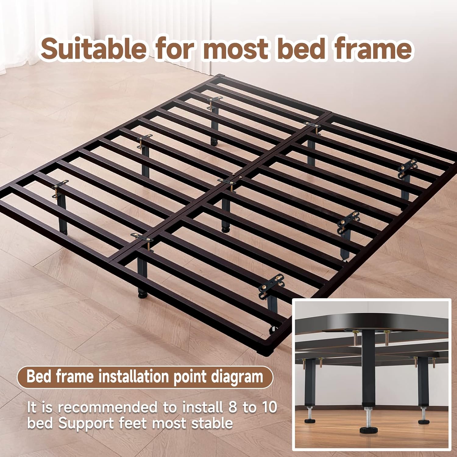 4 patas de soporte central de altura ajustable para marco de cama, patas de soporte de listones de cama para marco de cama de metalmadera, patas de