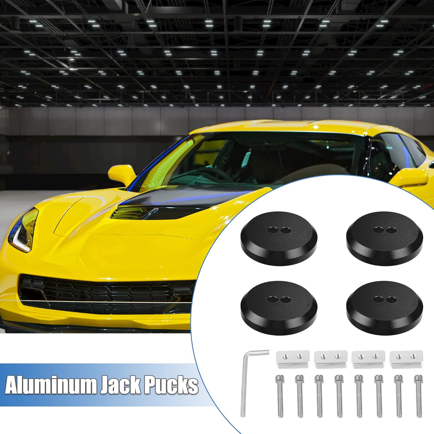 X AUTOHAUX 4 almohadillas de aluminio Jack Pucks para Chevrolet Corvette C5 C6 C7 C8 Z06 ZR1 1997-2021 Jack Lift Pad Jack Lift Pad Adaptador de