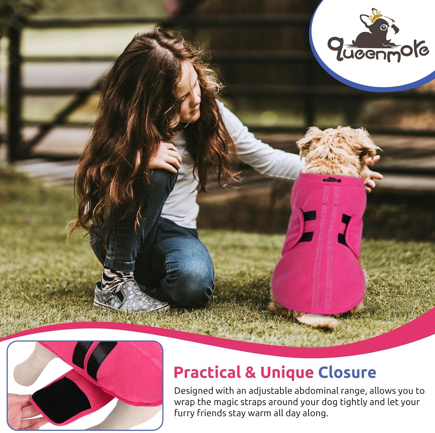 Queenmore Suéter para perro pequeño, chaleco de forro polar suave con agujero para la correa, abrigos cálidos de invierno para perro para clima