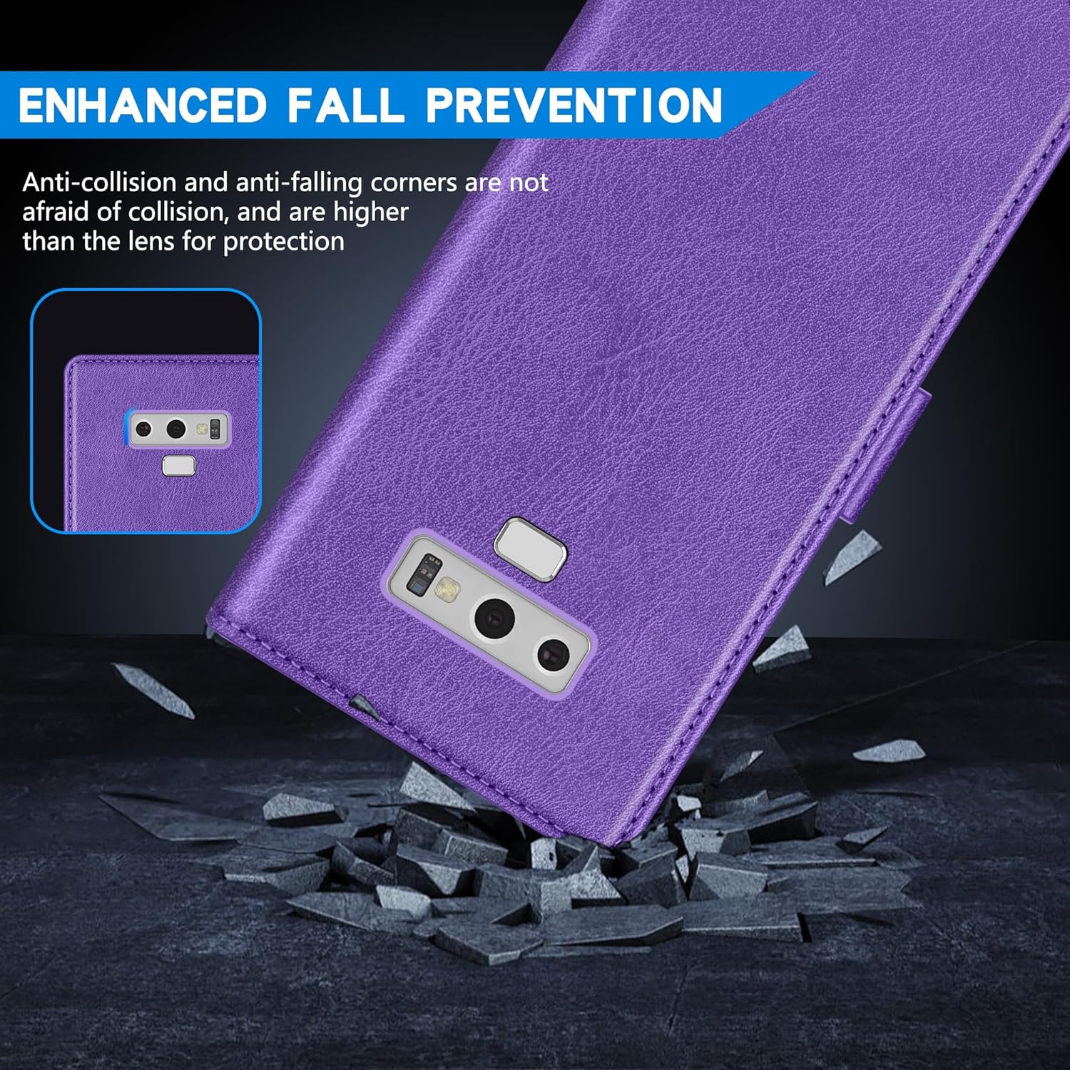 ZZXX Funda tipo cartera para Samsung Galaxy Note 9 con bloqueo RFID, ranura para tarjetas, función atril, cierre magnético, funda protectora de