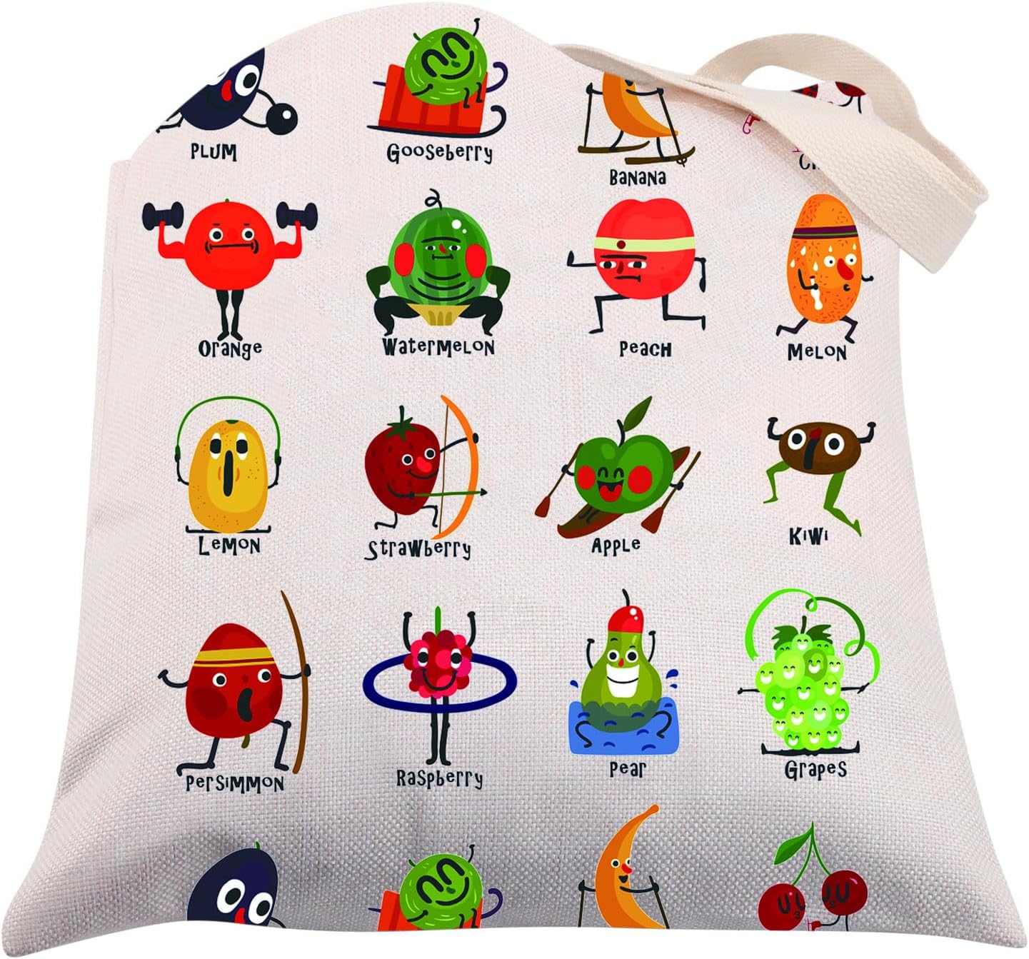 Divertida bolsa de lona de frutas y verduras para mujeres, bolsa de mano con estampado de vegetales, bolsa de comestibles reutilizable, regalo de