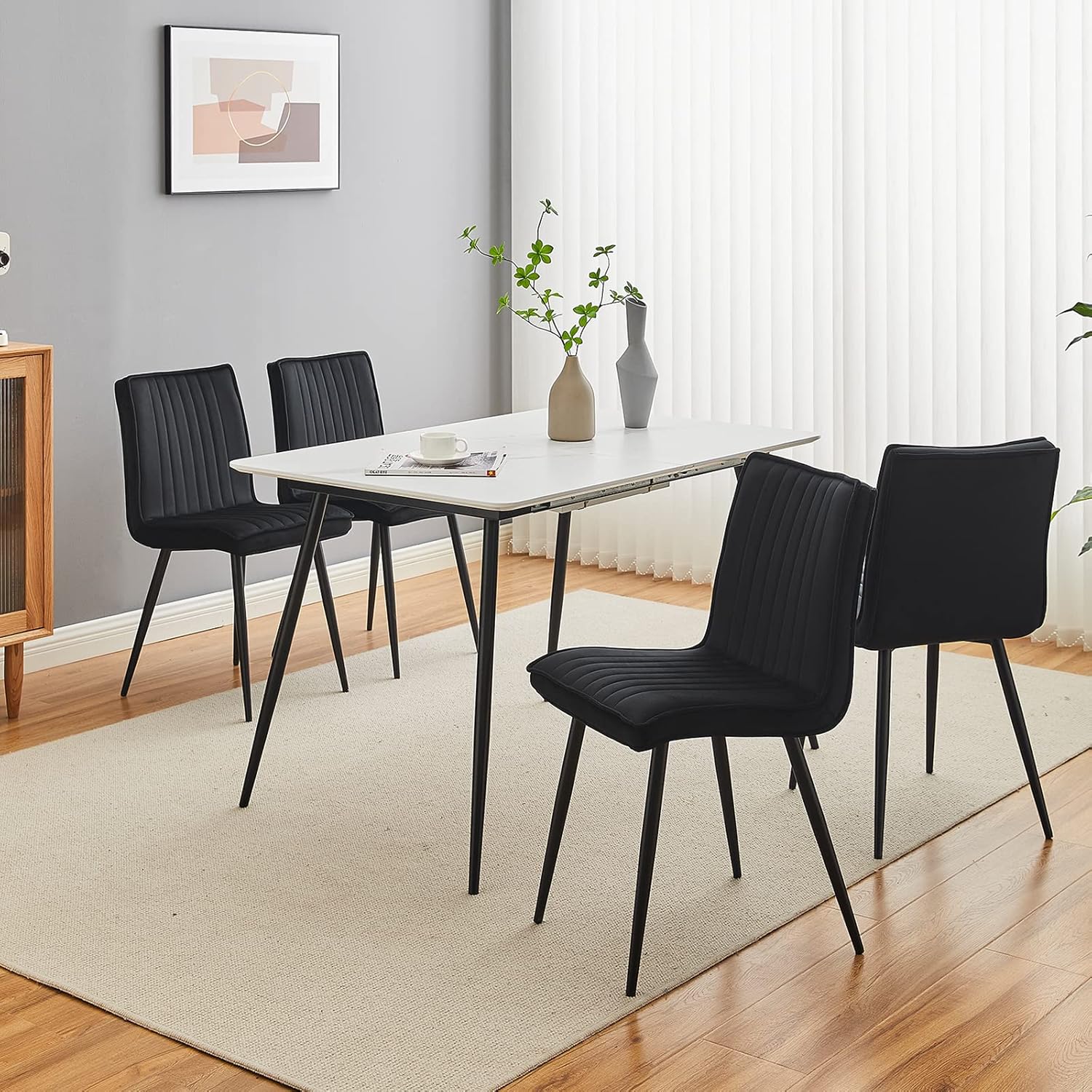 CLIPOP Juego de 2 sillas de comedor modernas de terciopelo, sillas de comedor modernas de mediados de siglo con respaldo, asiento tapizado, patas de