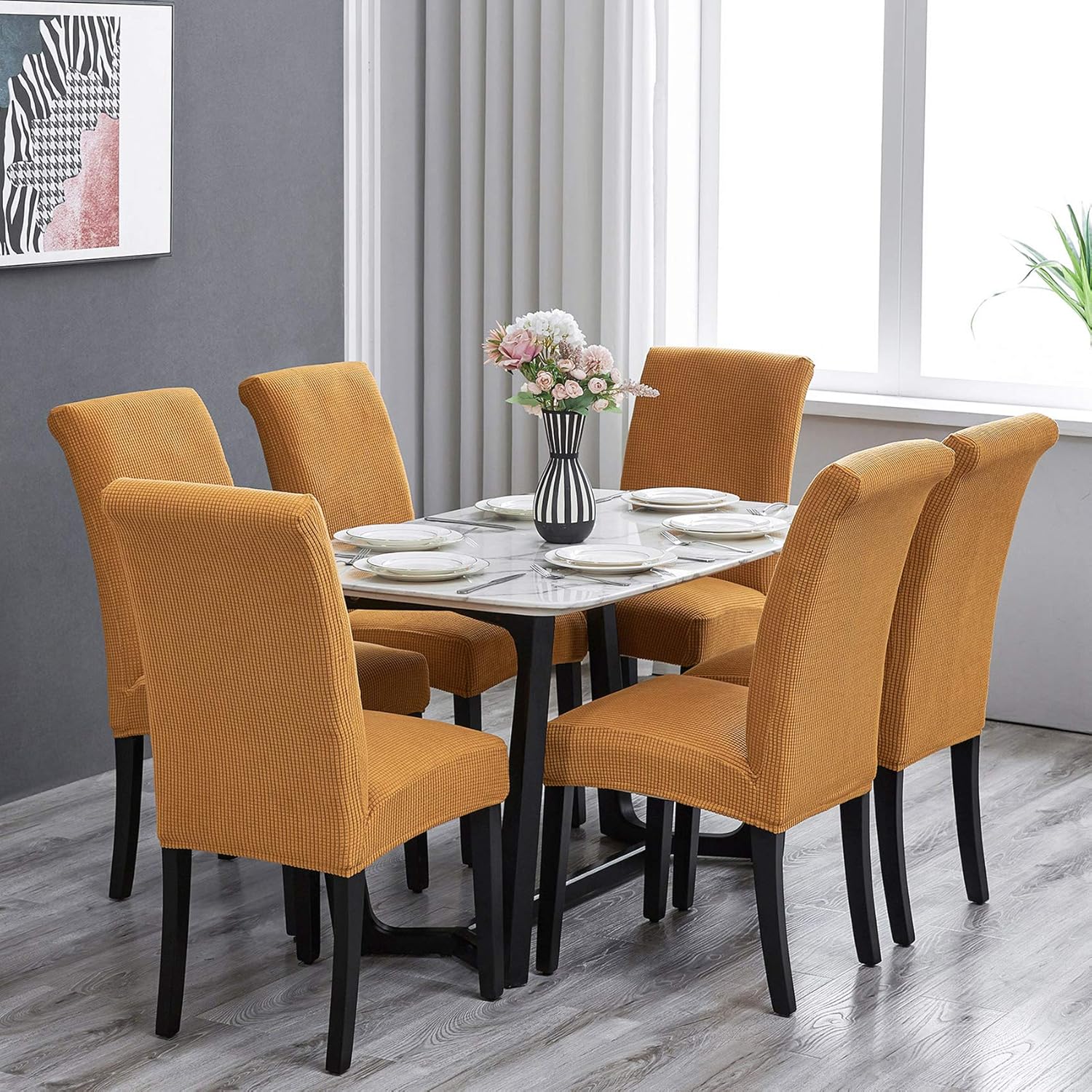 Fundas para sillas de comedor (juego de 2, 4 o 6) extraíbles, lavables, fundas protectoras de tela suave y elástica, para hogar, fiesta, hotel,