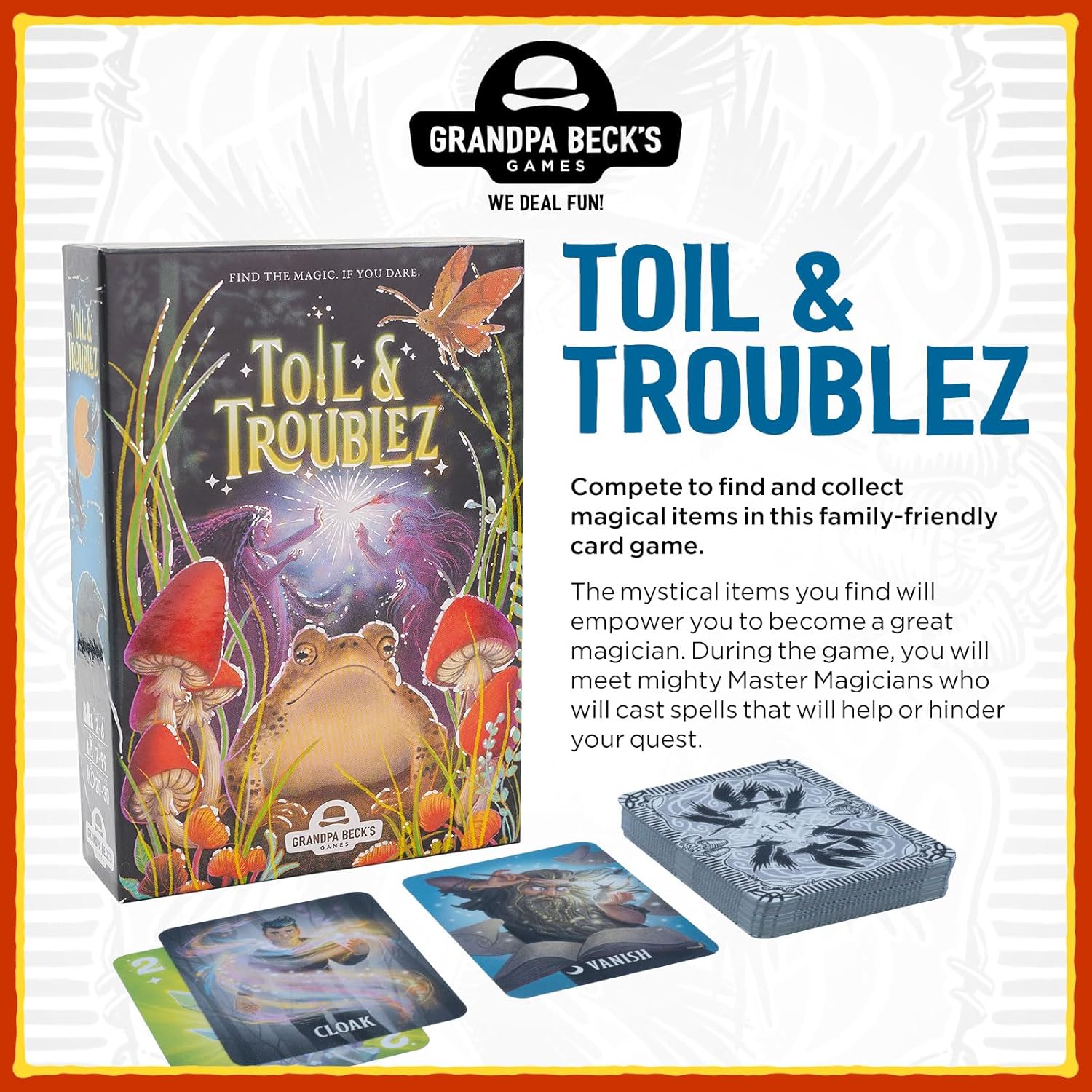Grandpa Beck’s Games Toil & Troublez  de The Creators of Cover Your Assets  Divertido juego de cartas Push Your Luck  para niños, adolescentes y