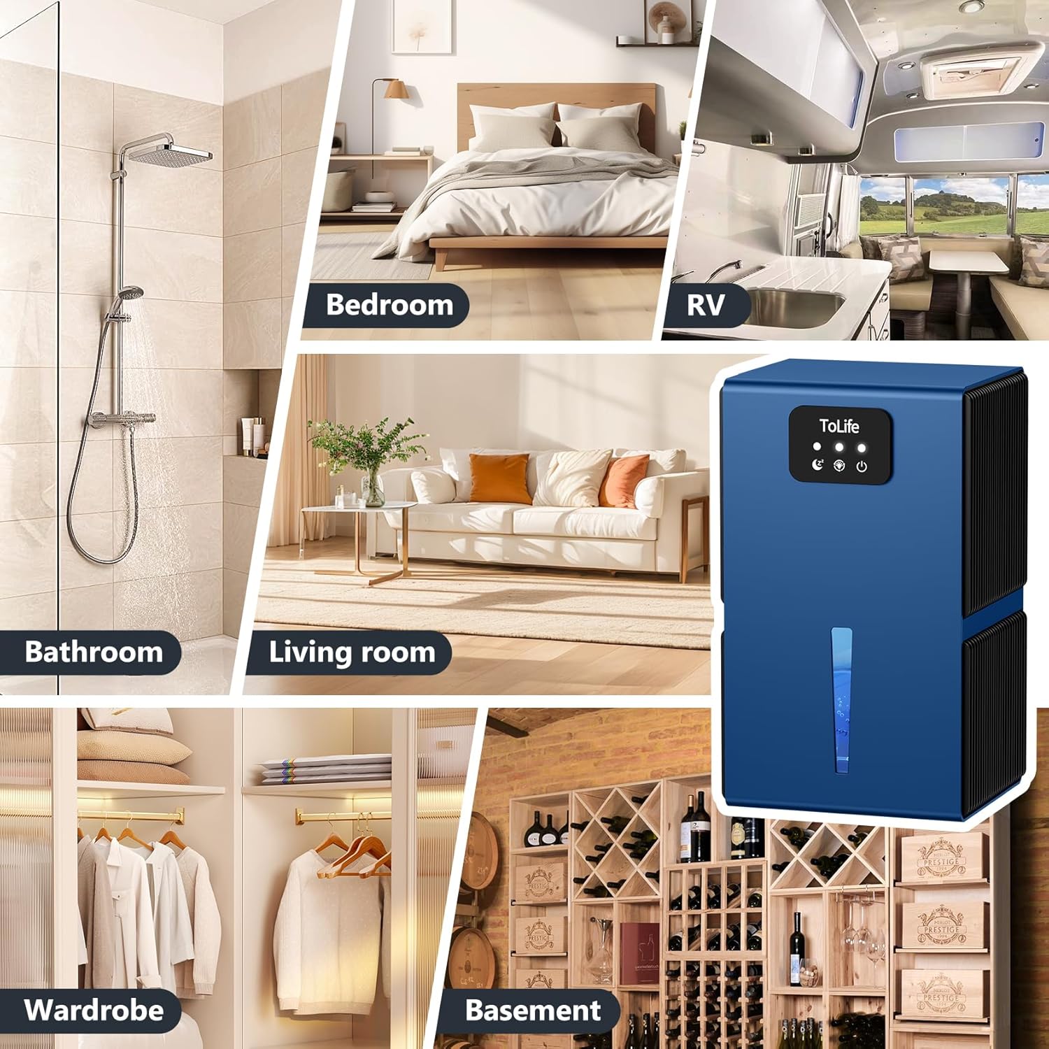 Deshumidificador ToLife – Deshumidificadores para habitación, tanque de agua de 95 onzas, (950 pies cuadrados), deshumidificadores para sótano,