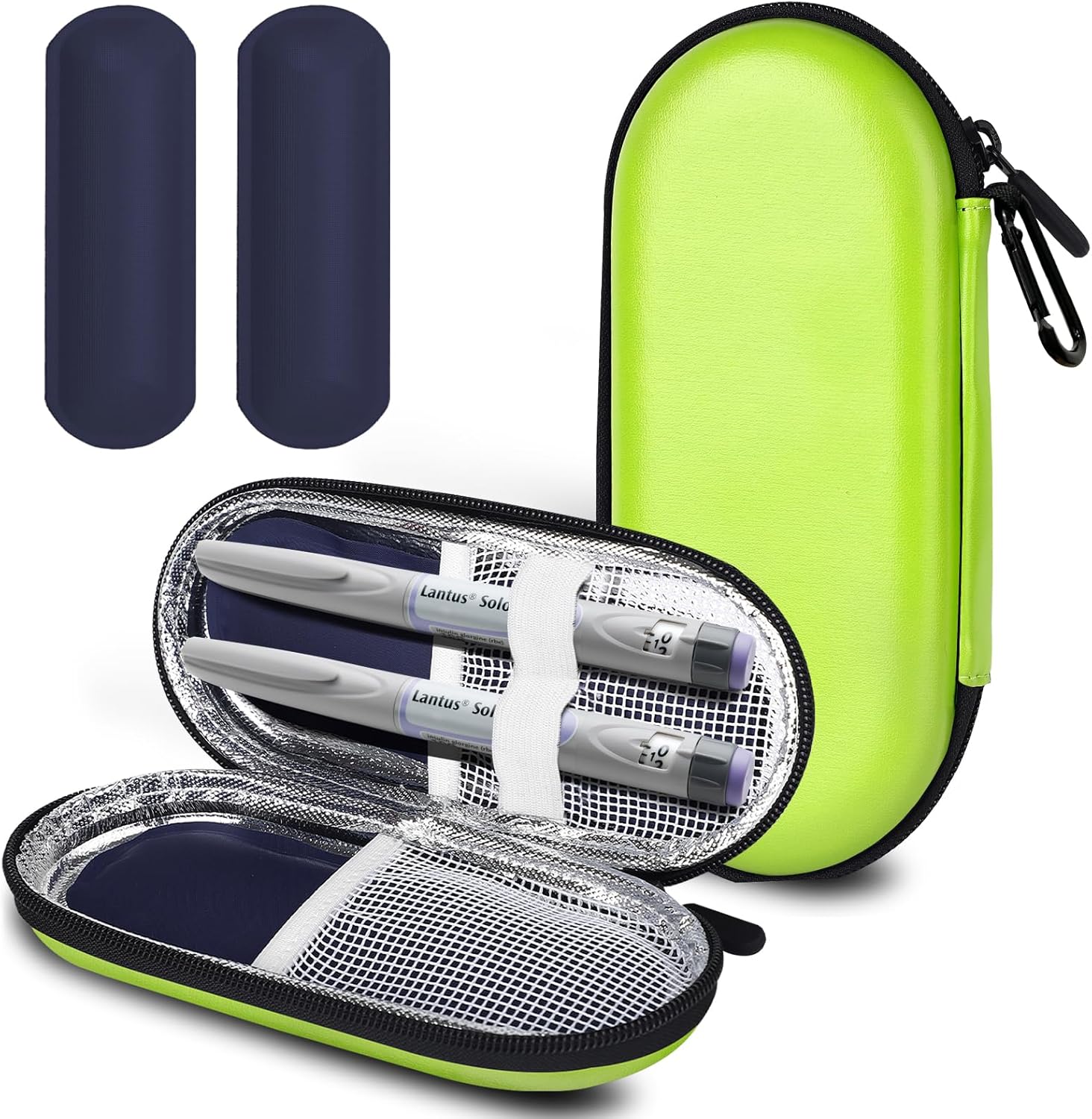 MOSLA Estuche de viaje para diabéticos, bolsa de enfriamiento aislada con 2 paquetes de hielo para bolígrafos de insulina y otros suministros para