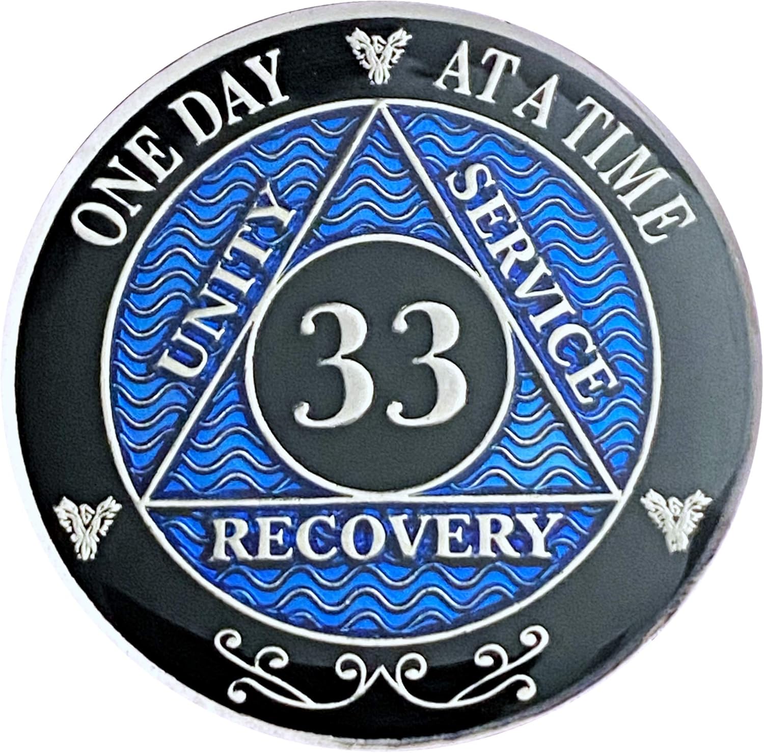 Simplemente Mínimo AA 31-35 años plata color plateado recuperación monedas, Alcohólicos Medallones Anónimos