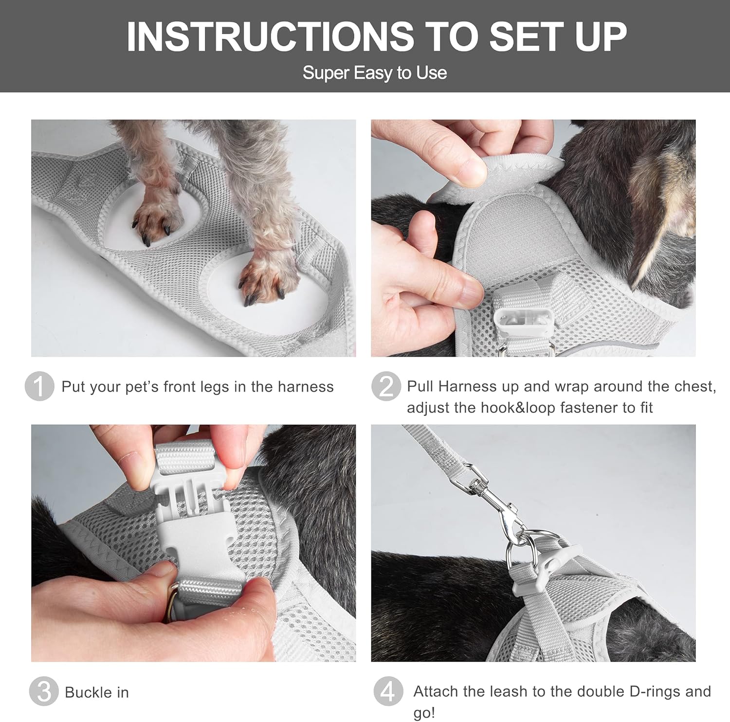 Fida Juego de arnés y correa para gato para gatito y cachorro, arnés a prueba de escapes con malla suave y transpirable, diseño reflectante