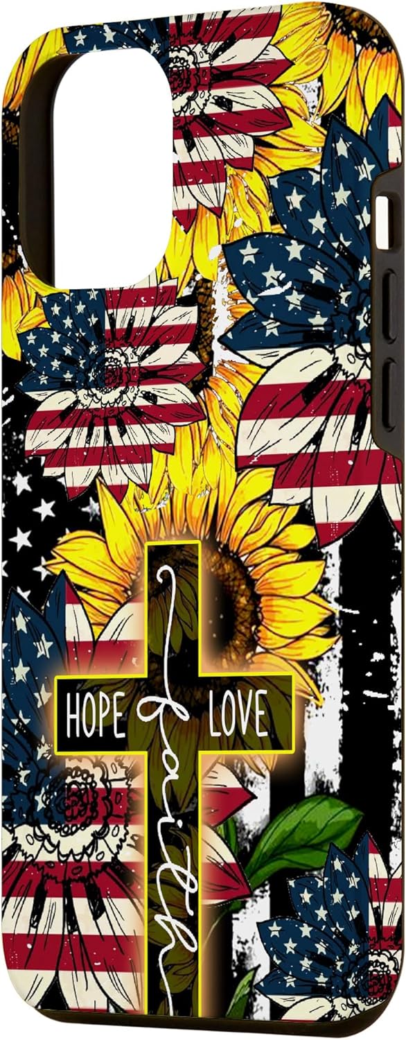 Funda para iPhone 14 Pro Max Sunflowers Faith Hope Love Jesus Cross Christian