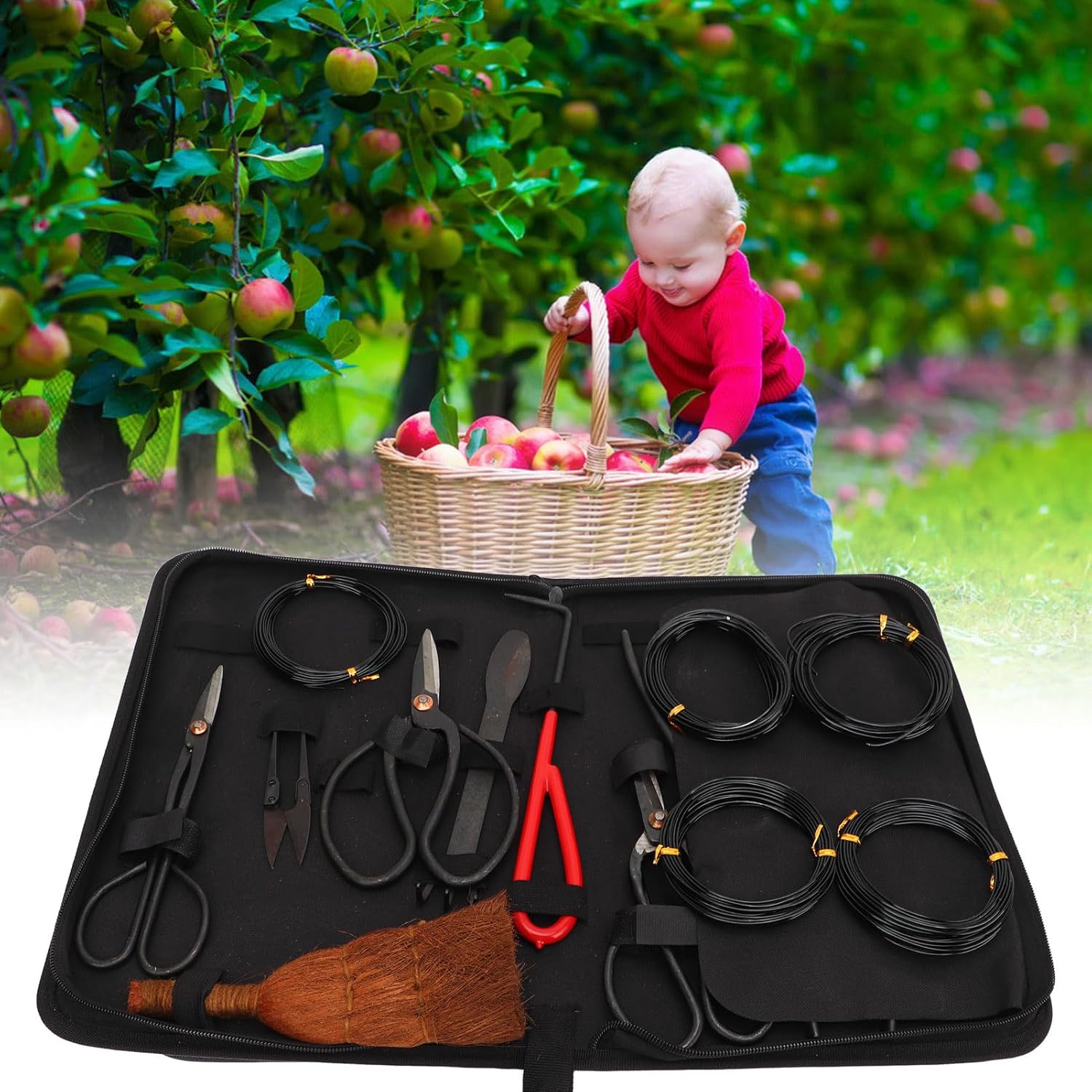 Juego de herramientas para bonsái  Cortador de hojas de acero al carbono, tijeras de podar, herramientas de poda de bonsái de rastrillo  Kit