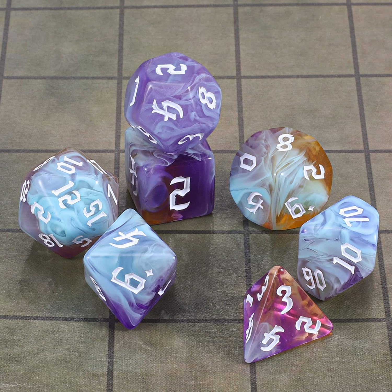 CiaraQ DND – Juego de dados poliédricos con bolsa de dados para juegos de rol de Calabozos y Dragones RPG MTG