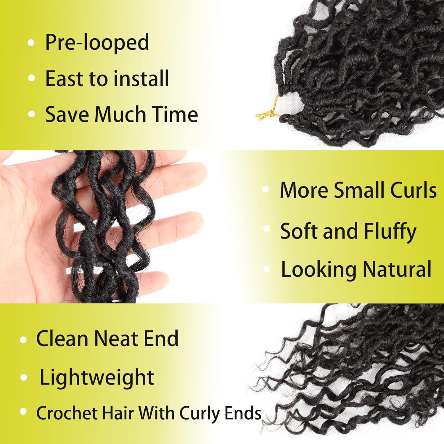Rastas de ganchillo Goddess Locs de 18 pulgadas, cabello de ganchillo de río de río de cabello de ganchillo 8 paquetes de rastas bohemias hippie de