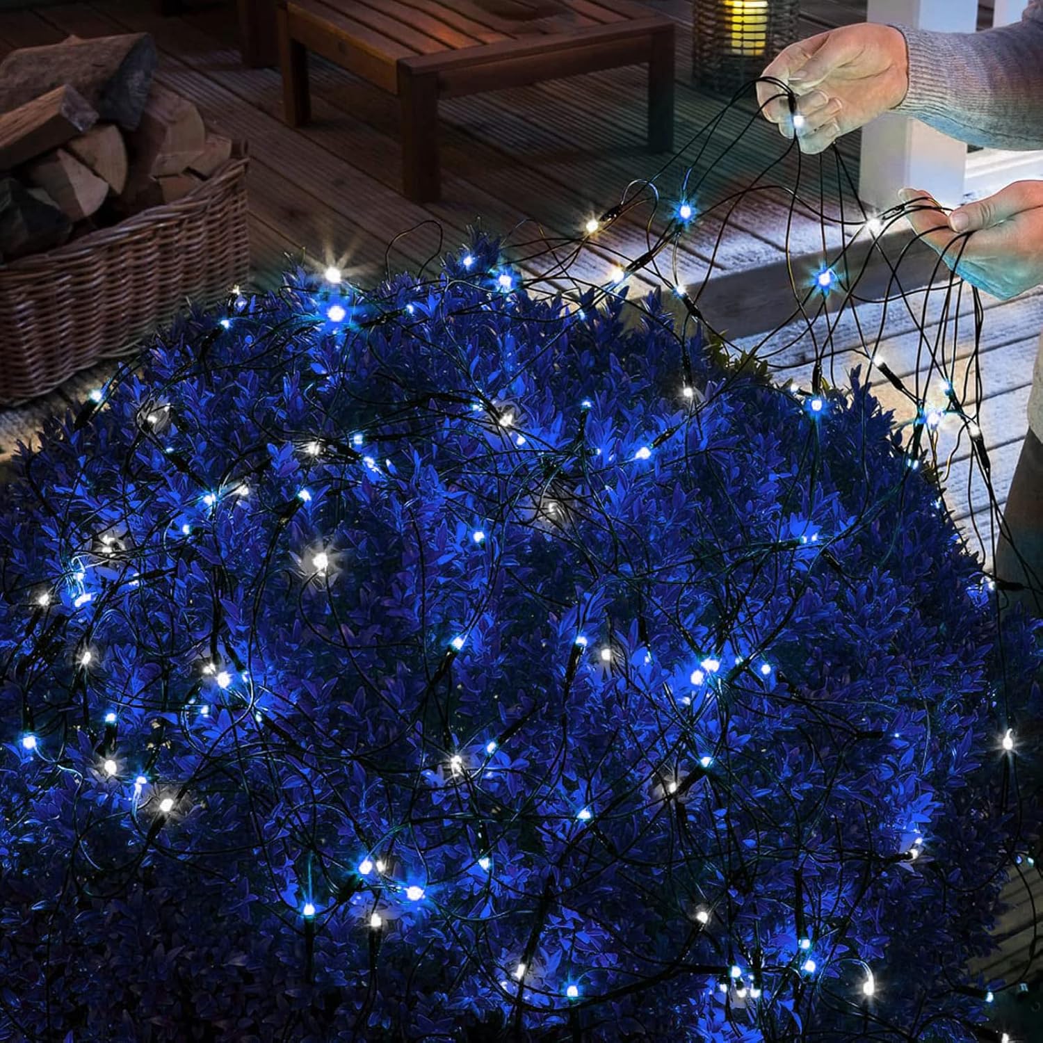 kemooie Luces de red de Navidad para exteriores, 198 luces LED de red de 9.8 pies x 6.6 pies, conectables, 8 modos de parpadeo, luces de malla