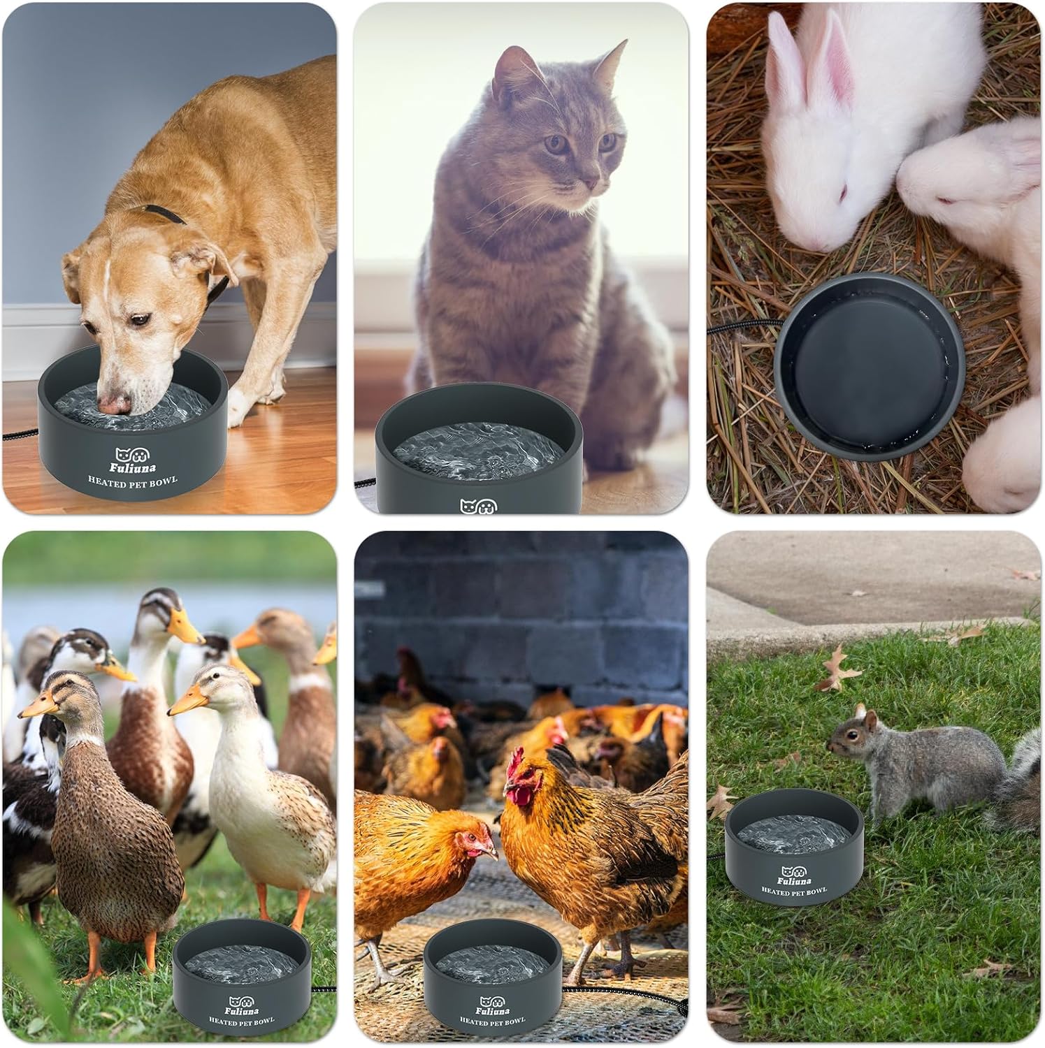 Cuenco térmico para mascotas con cable resistente a los masticables, cuenco térmico que proporciona agua potable en invierno para perros, gatos,