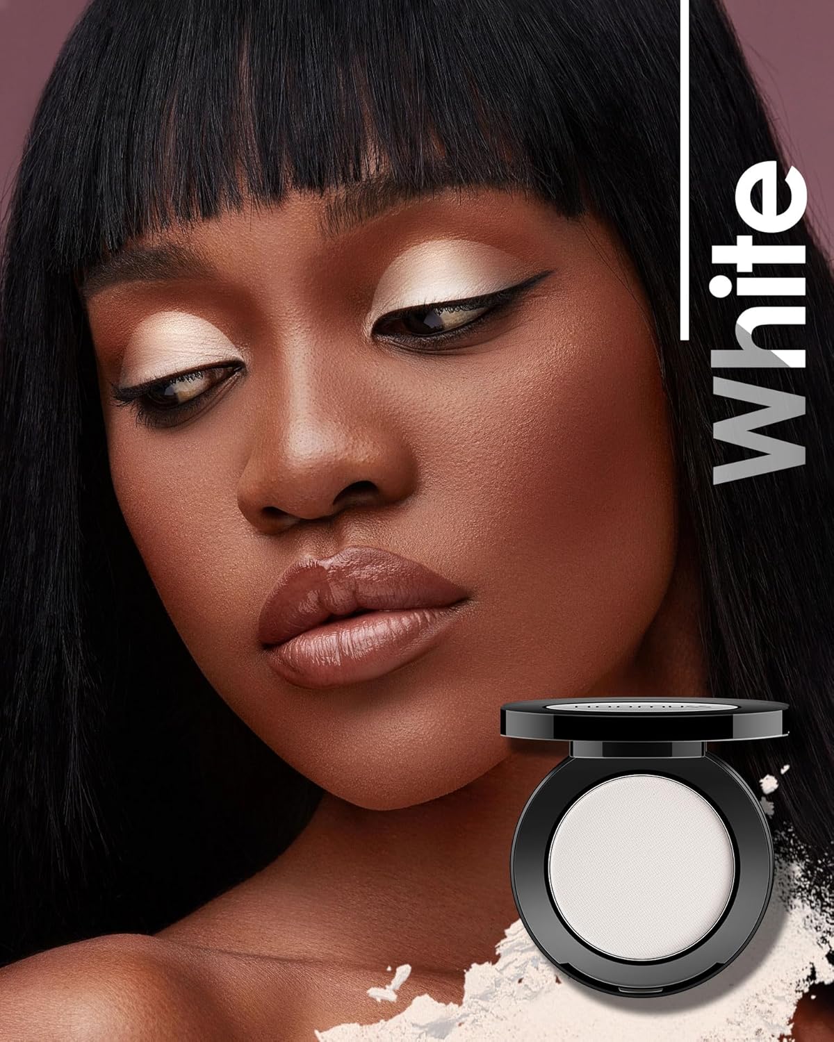 Sombra de ojos blanca individual hecha a mano Sahdow paleta de maquillaje para Halloween, alta pigmentación y larga duración, sombra de ojos blanca