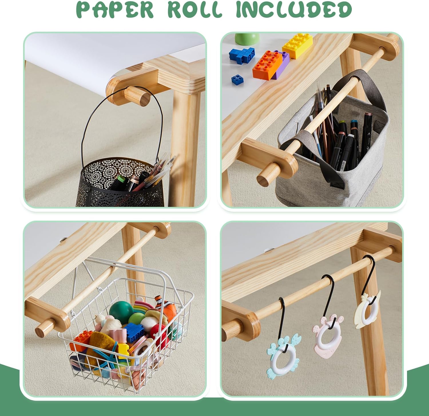 Beright Mesa infantil 5 en 1, mesa sensorial para interiores de arena de juego, mesa de dibujo para niños con rollo de papel y vasos de pintura, no