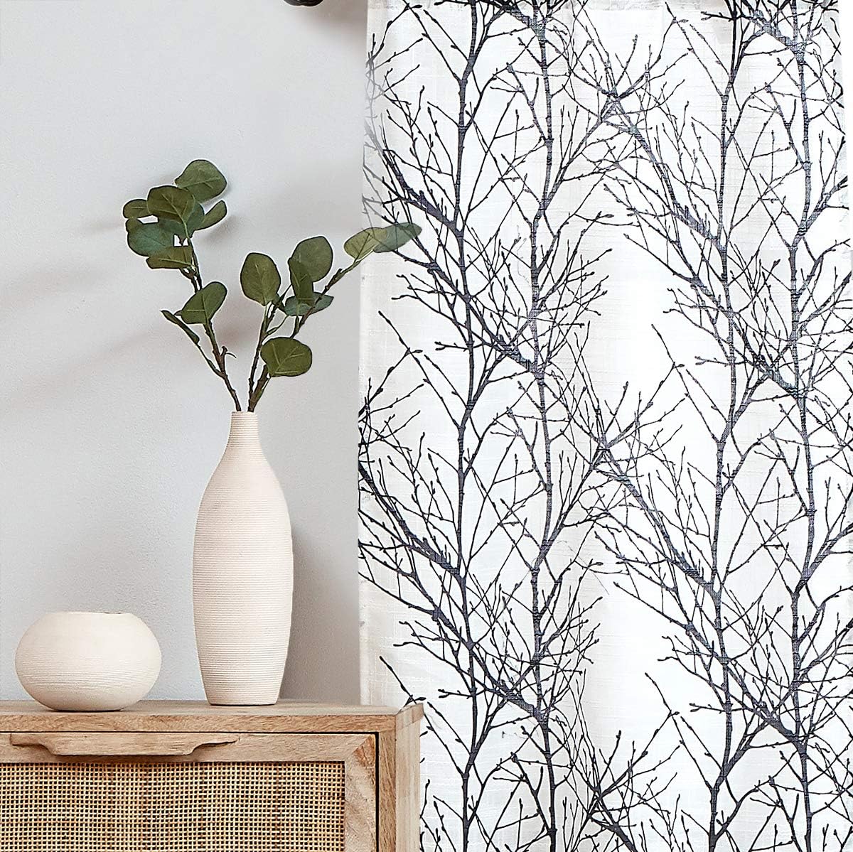 Fmfunctex – Cortinas semitransparentes con estampado de árbol